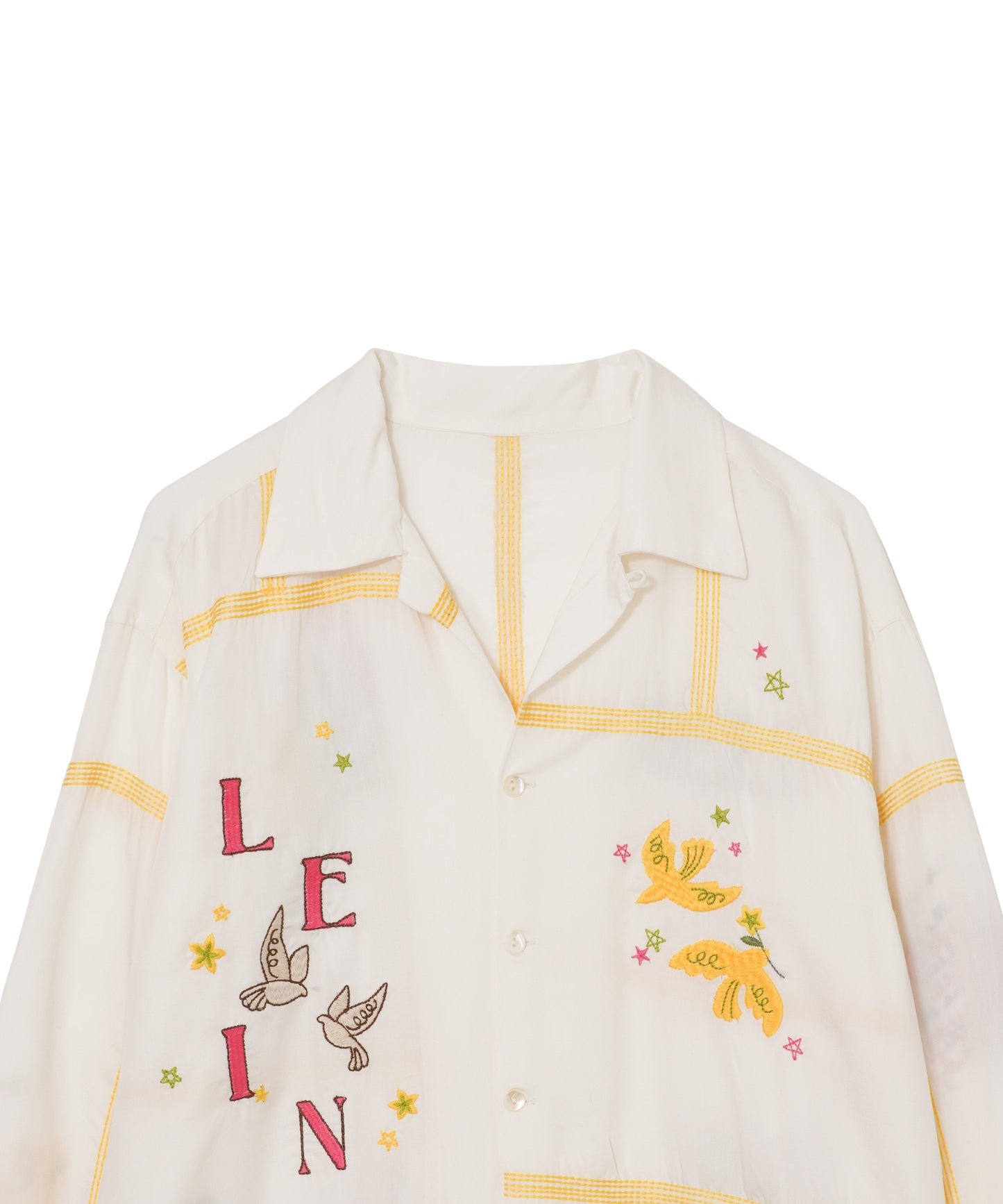 【MEN,WOMEN】LEIN お絵描きパッチワーク刺繍シャツ