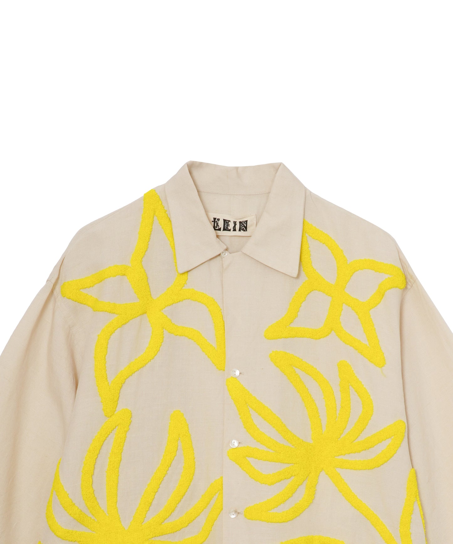 【MEN,WOMEN】LEIN ギザコットンリネンタオル刺繍シャツ