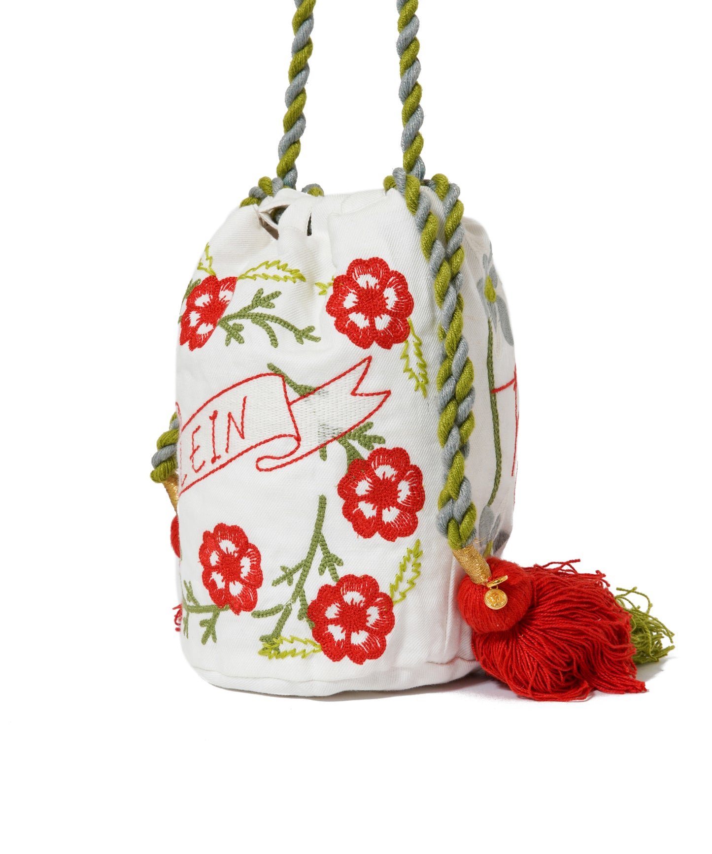 【MEN,WOMEN】LEIN コットンリネン刺繍巾着バッグ