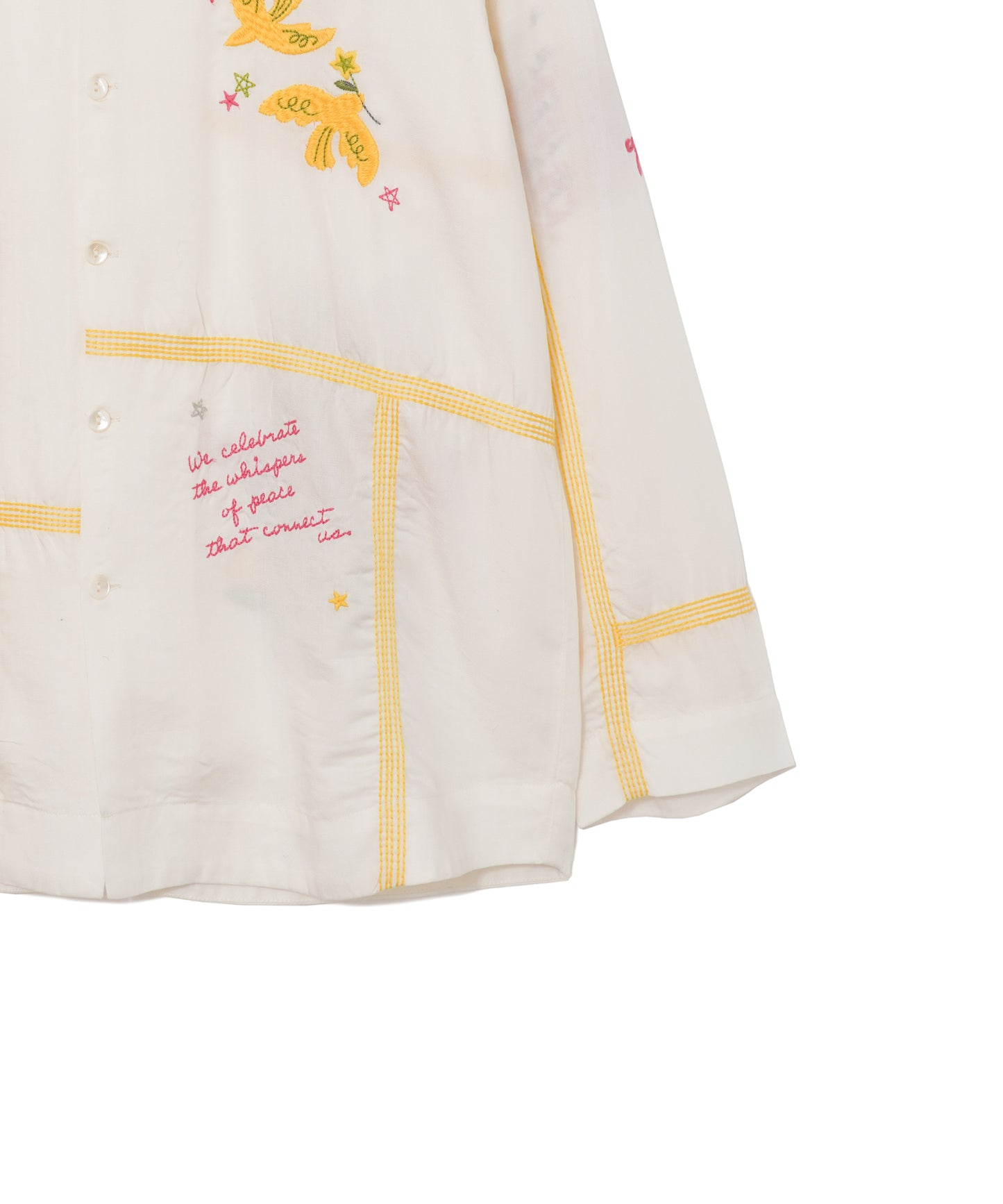 【MEN,WOMEN】LEIN お絵描きパッチワーク刺繍シャツ