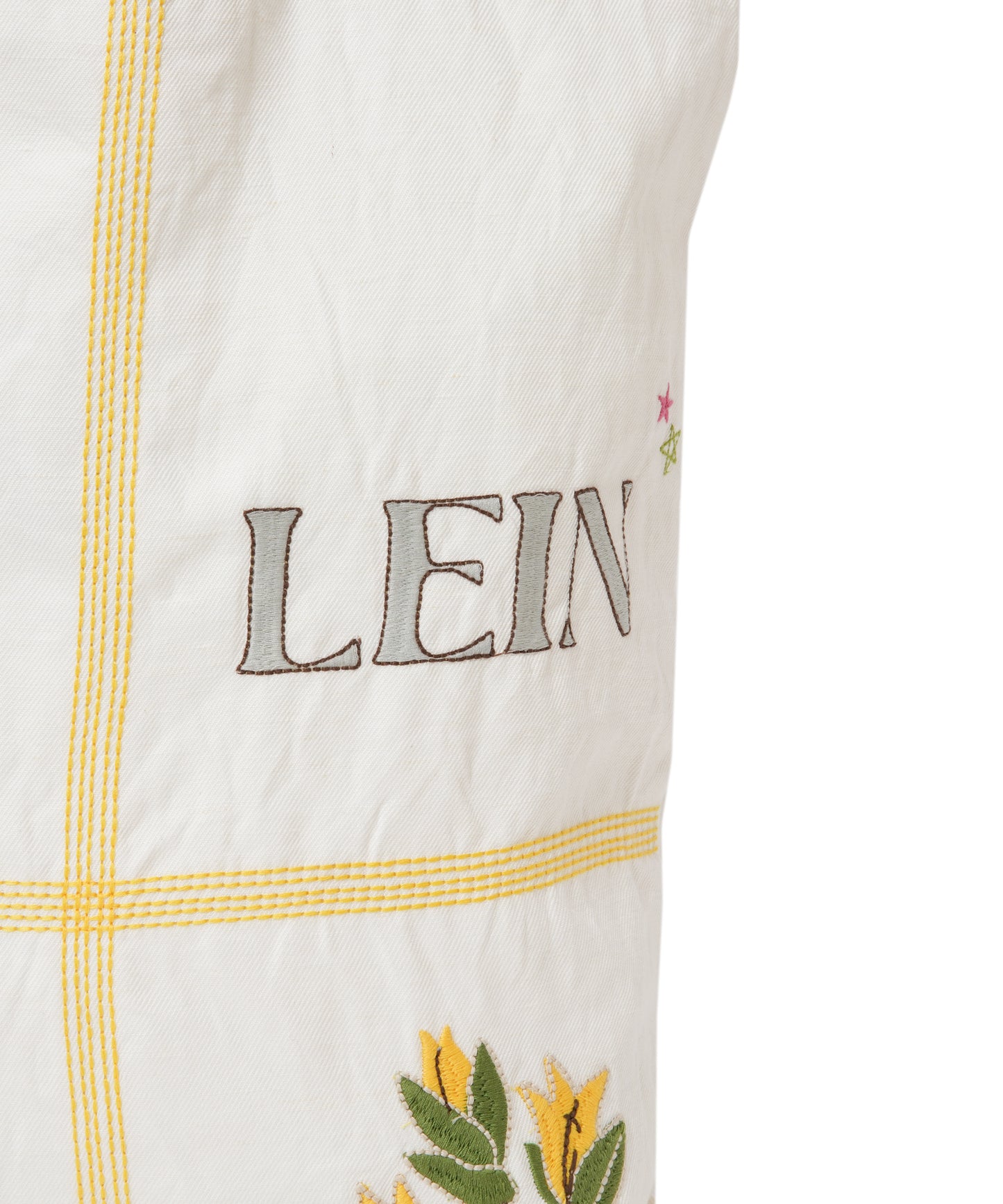 【MEN,WOMEN】LEIN お絵描きパッチワーク刺繍トートバッグ