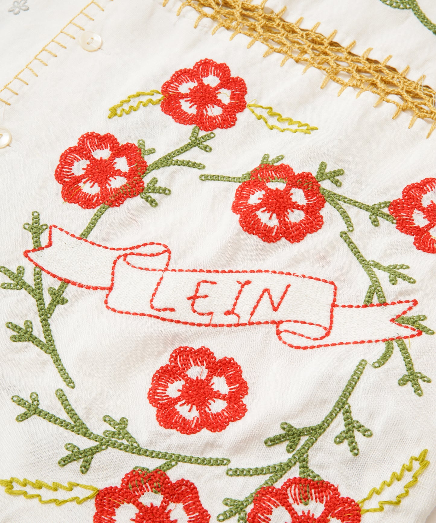 【MEN , WOMEN】LEIN / ギザコットンリネンパッチワーク刺繍シャツ