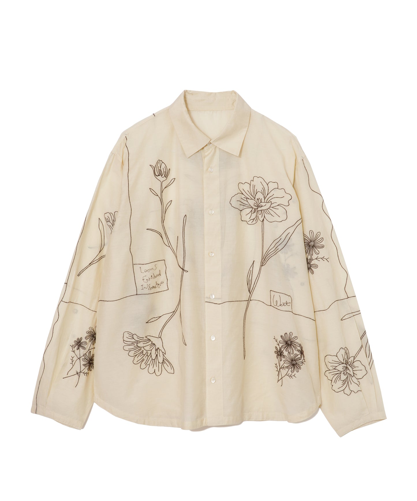 【MEN , WOMEN】LEIN / コットンシルクボタニカル刺繍シャツ