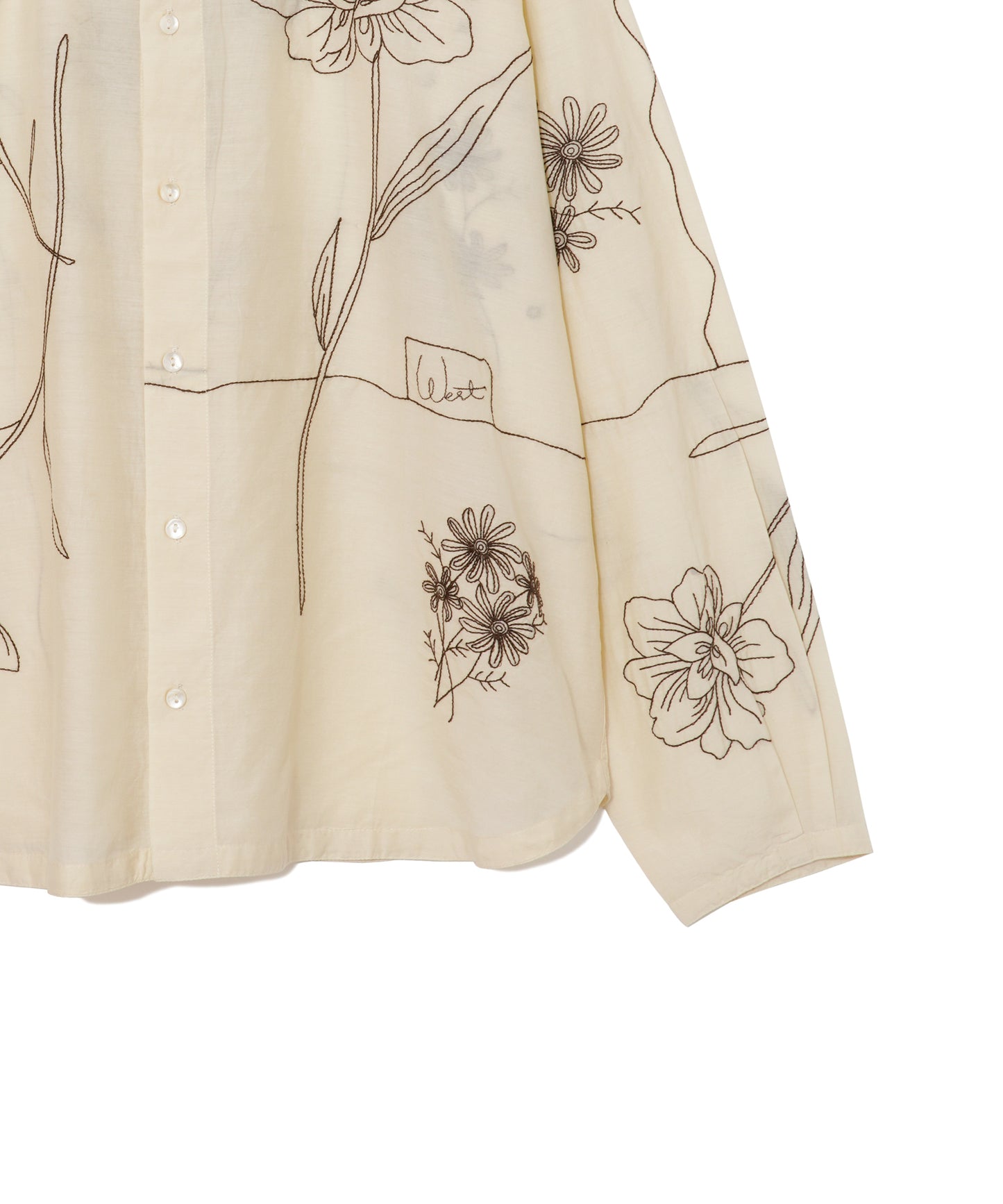 【MEN , WOMEN】LEIN / コットンシルクボタニカル刺繍シャツ