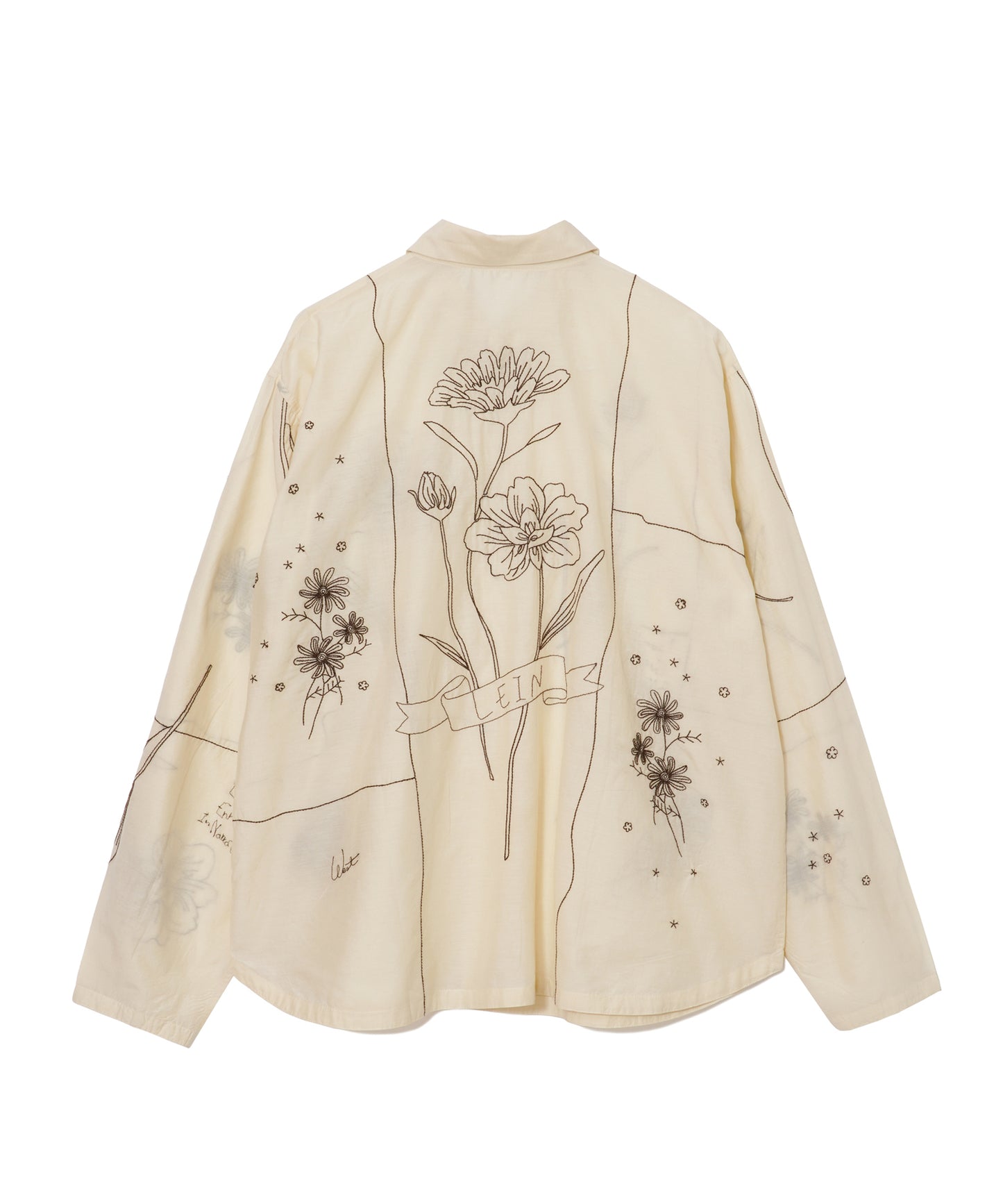 【MEN , WOMEN】LEIN / コットンシルクボタニカル刺繍シャツ