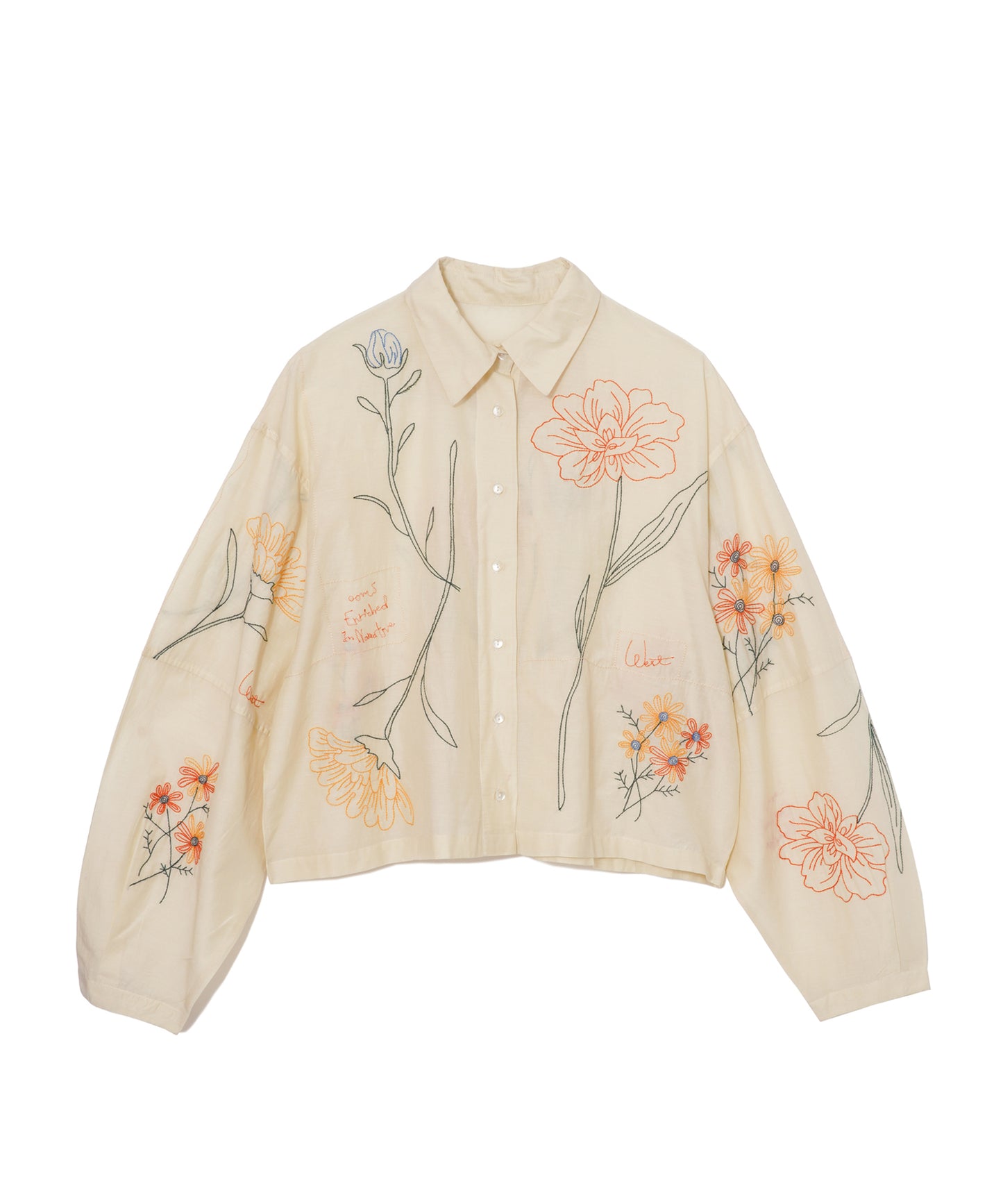 【WOMEN】LEIN コットンシルクボタニカル刺繍シャツ