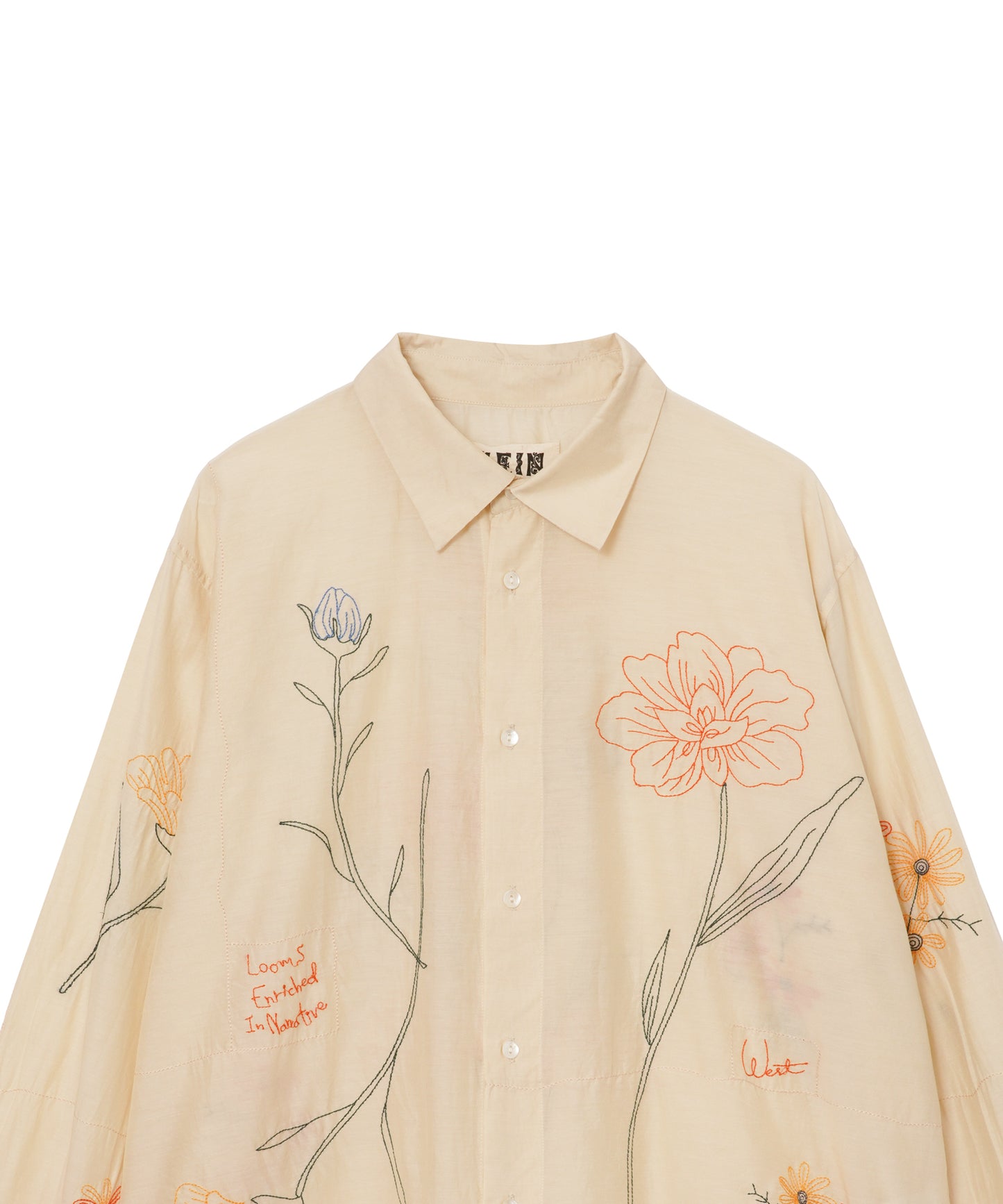 【MEN】LEIN / コットンシルクボタニカル刺繍シャツ