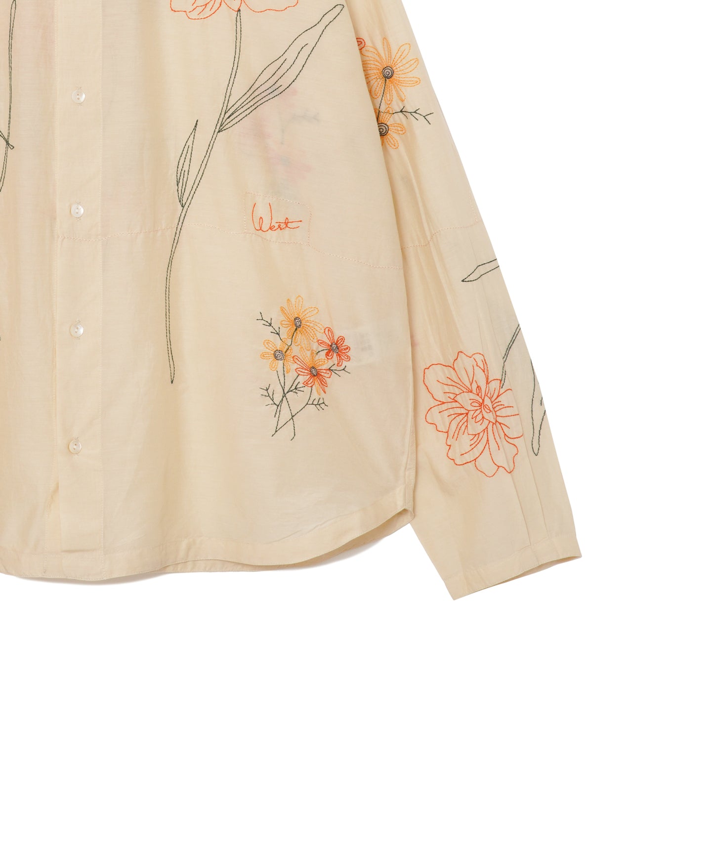 【MEN】LEIN / コットンシルクボタニカル刺繍シャツ
