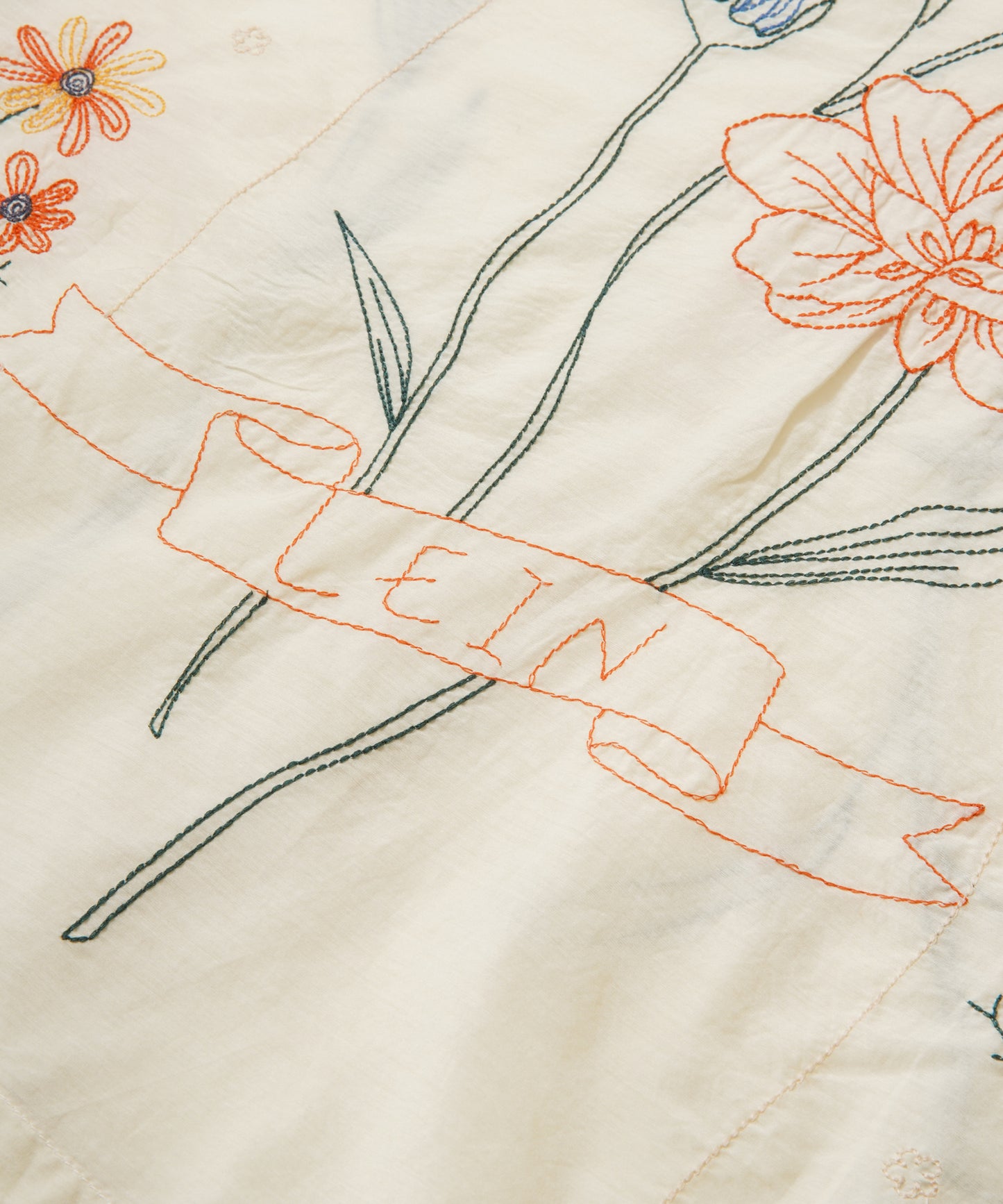 【WOMEN】LEIN コットンシルクボタニカル刺繍シャツ