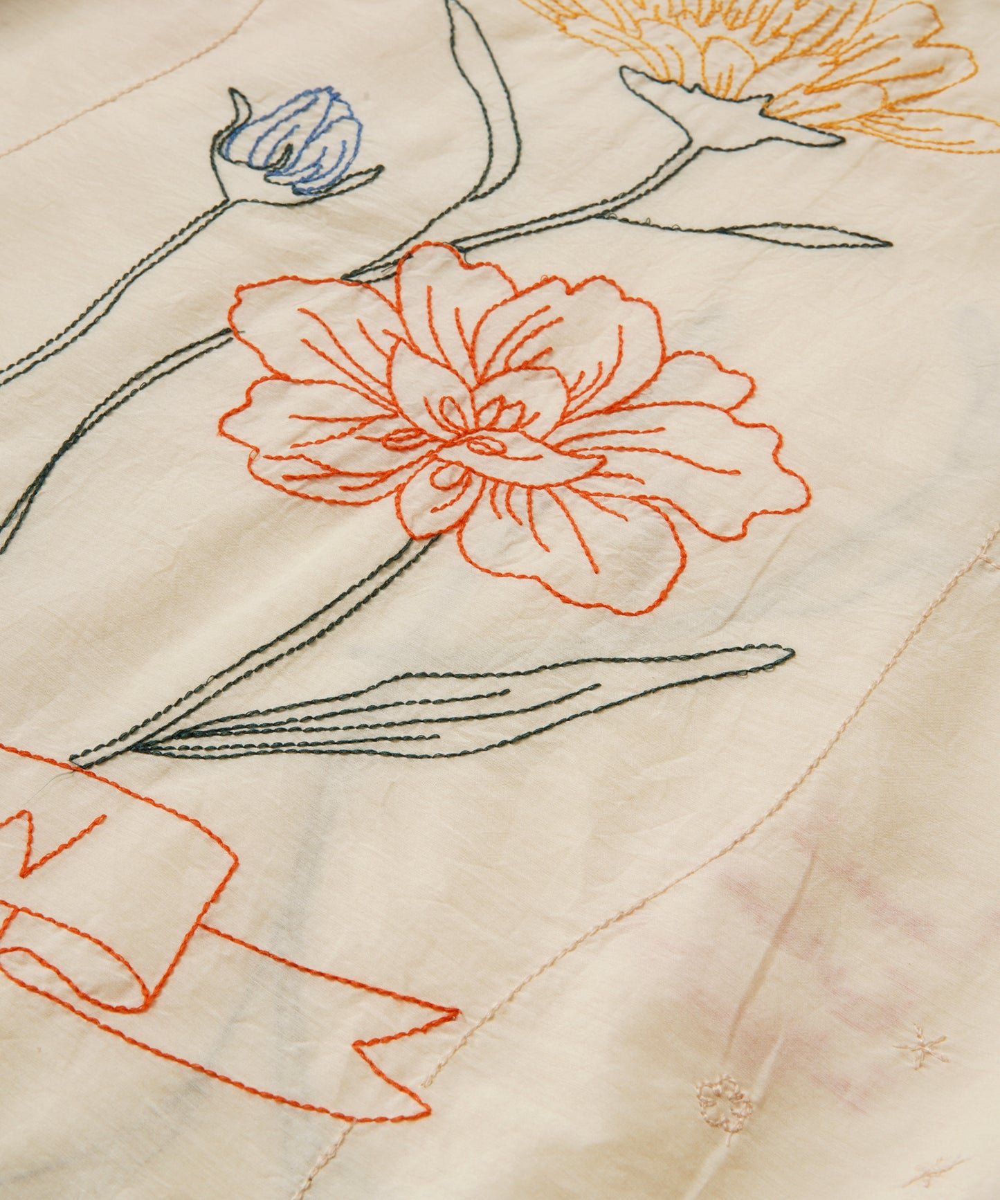 【MEN】LEIN / コットンシルクボタニカル刺繍シャツ