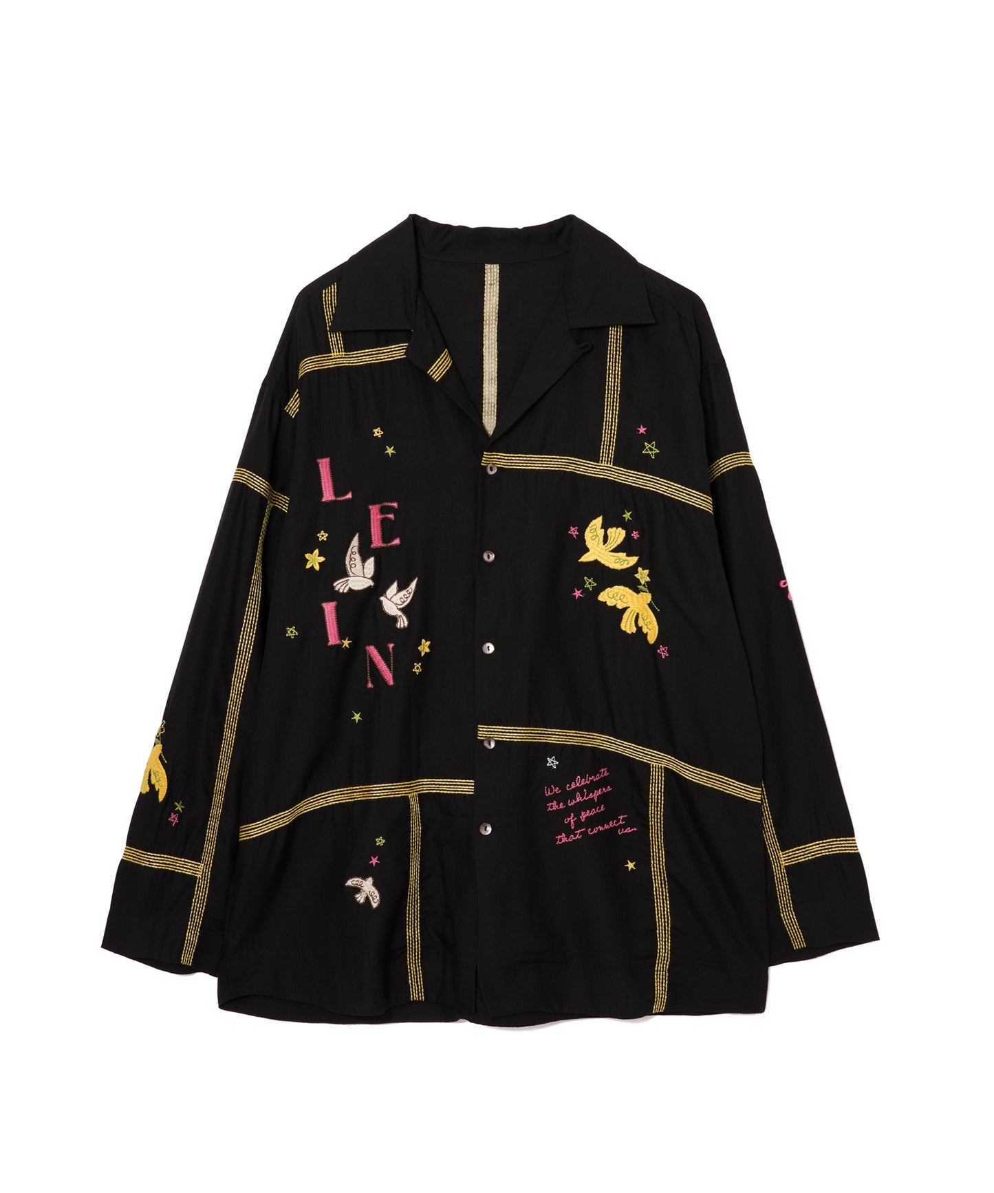【MEN,WOMEN】LEIN お絵描きパッチワーク刺繍シャツ