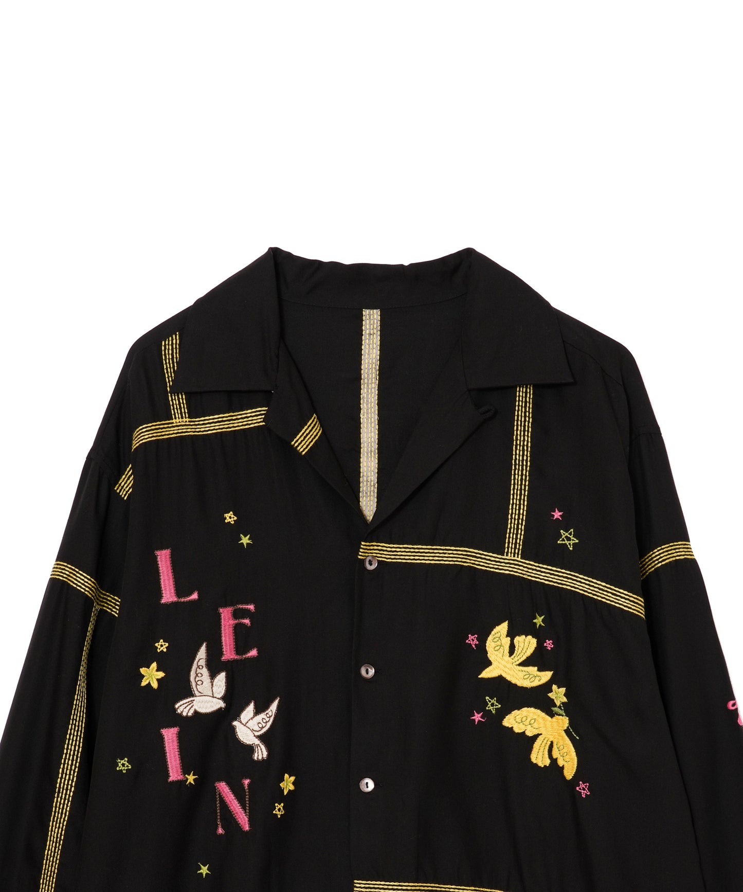 【MEN,WOMEN】LEIN お絵描きパッチワーク刺繍シャツ