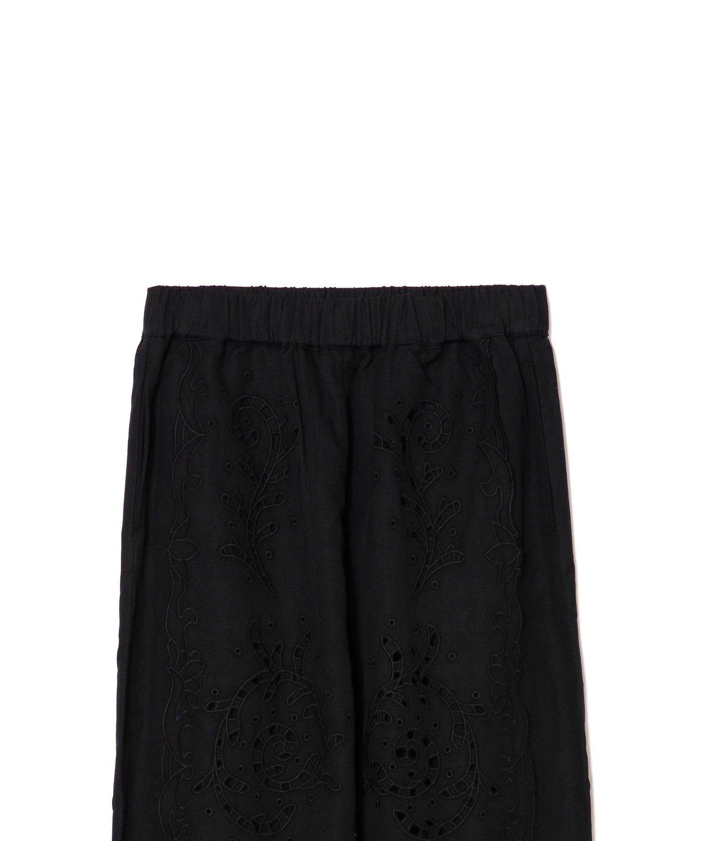 【WOMEN】LEIN コットンリネン切り抜き刺繍パンツ