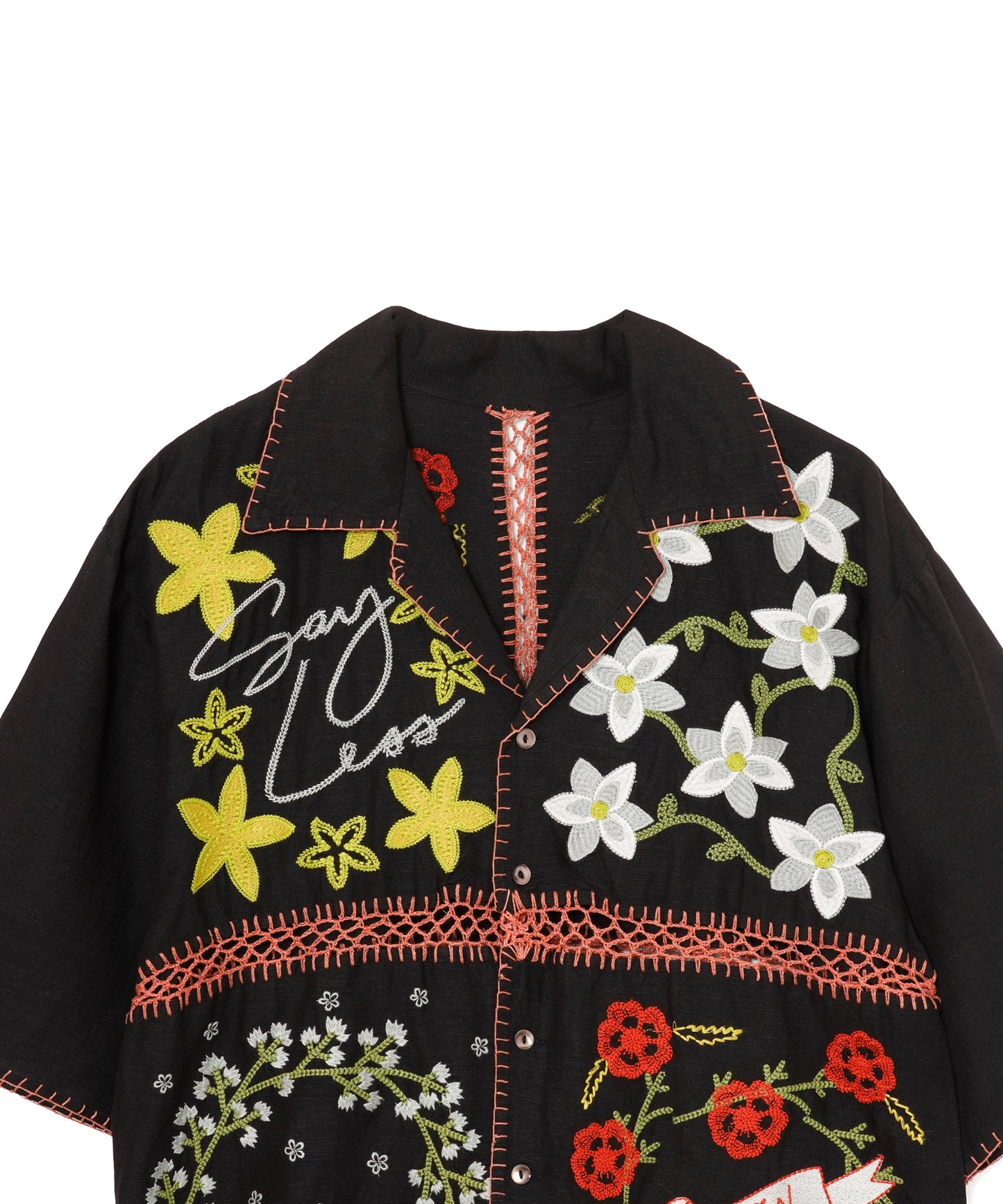 【MEN , WOMEN】LEIN / ギザコットンリネンパッチワーク刺繍シャツ