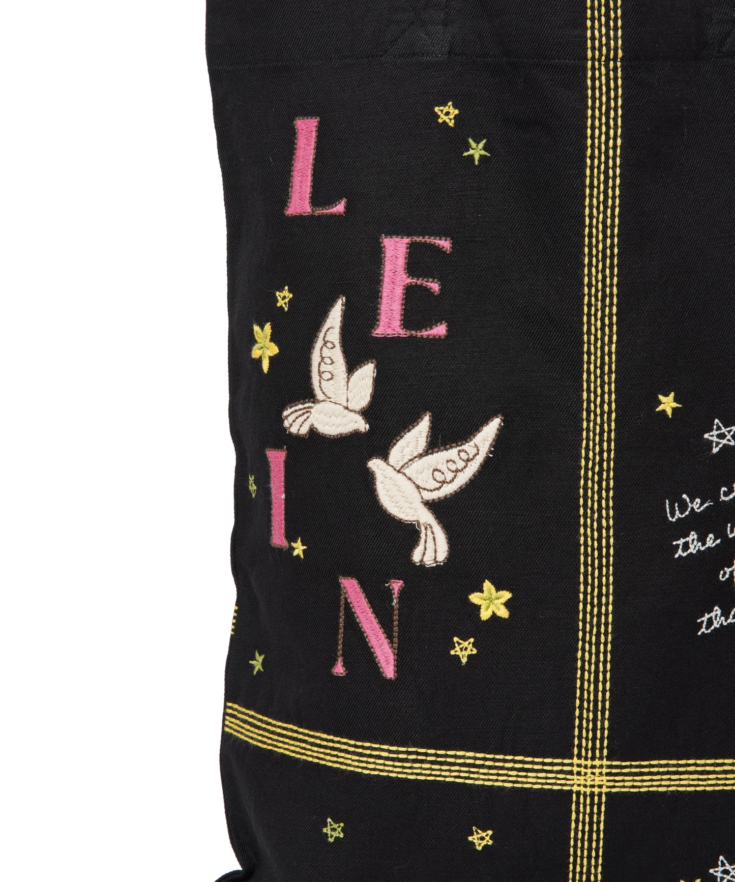 【MEN,WOMEN】LEIN お絵描きパッチワーク刺繍トートバッグ