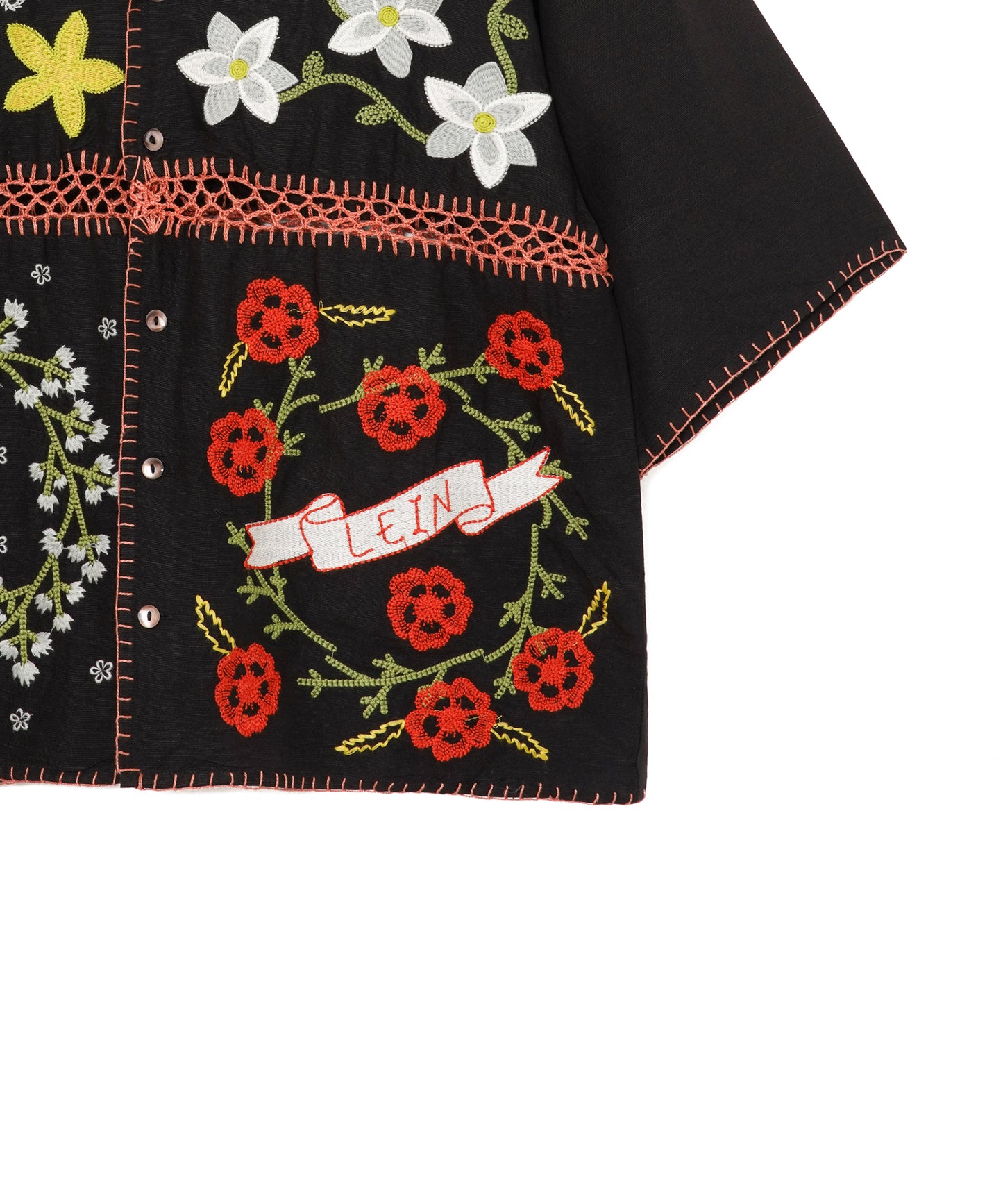 【MEN , WOMEN】LEIN / ギザコットンリネンパッチワーク刺繍シャツ