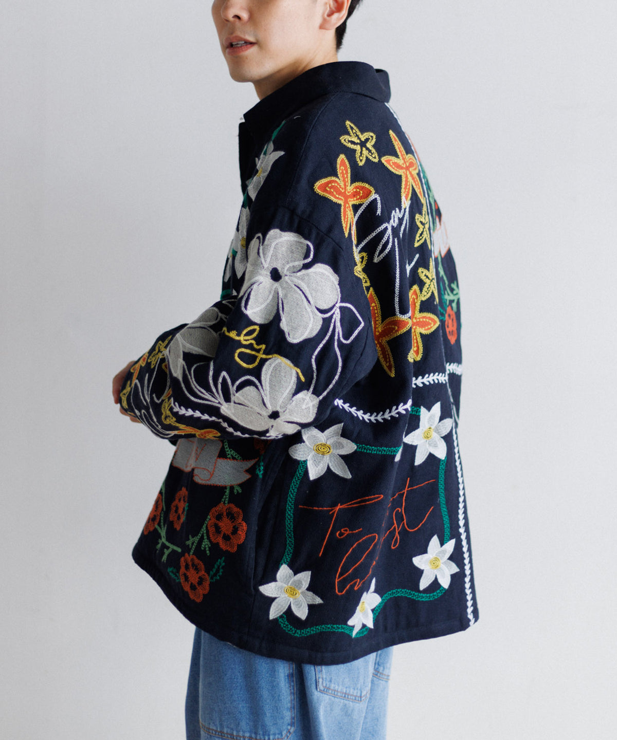 【MEN , WOMEN】LEIN ボアライナーパッチワーク刺繍ジャケット