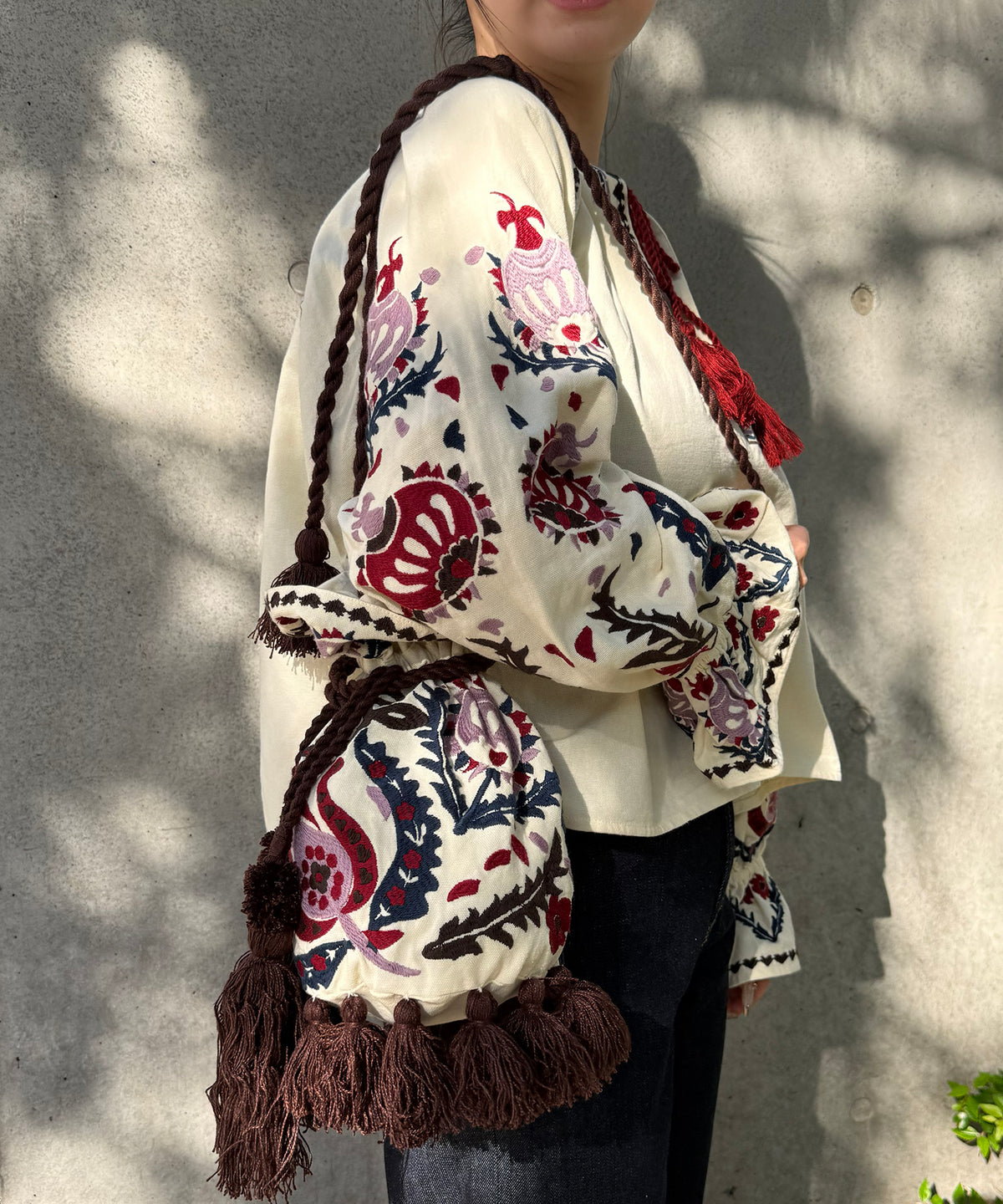 【WOMEN】LEIN 花柄刺繍巾着バッグ
