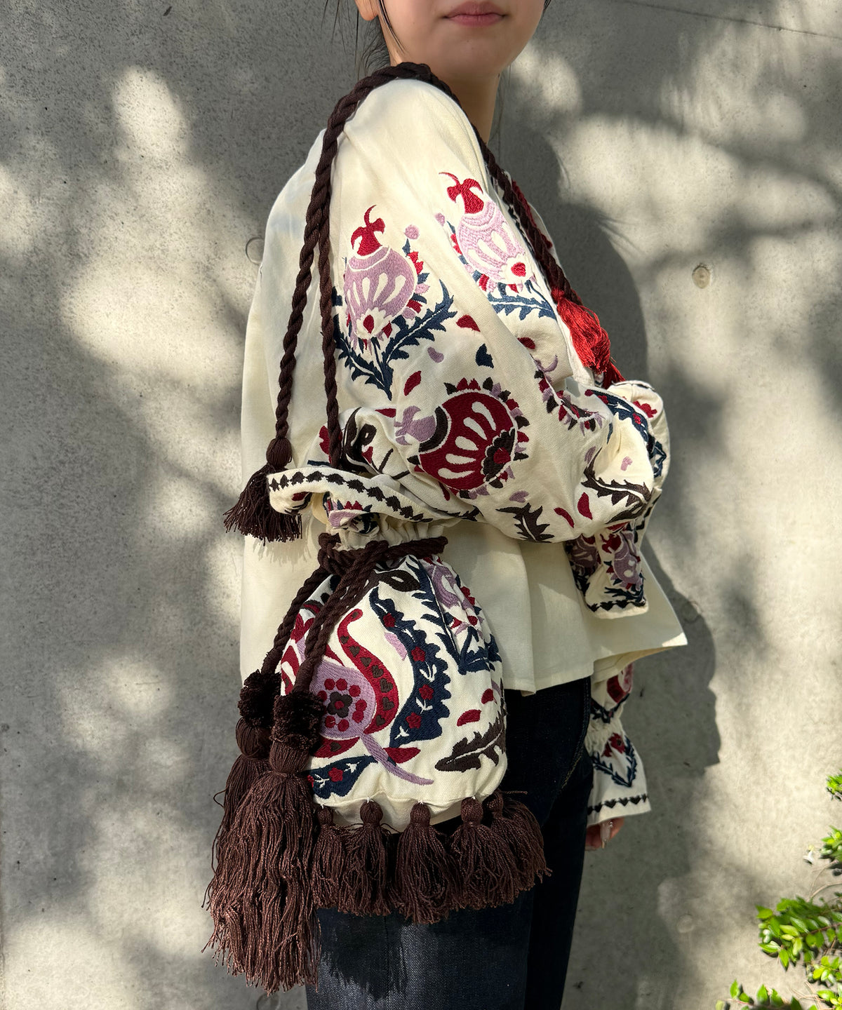 【WOMEN】LEIN 花柄刺繍巾着バッグ