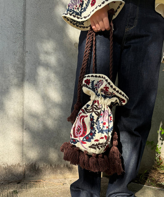 【WOMEN】LEIN 花柄刺繍巾着バッグの写真