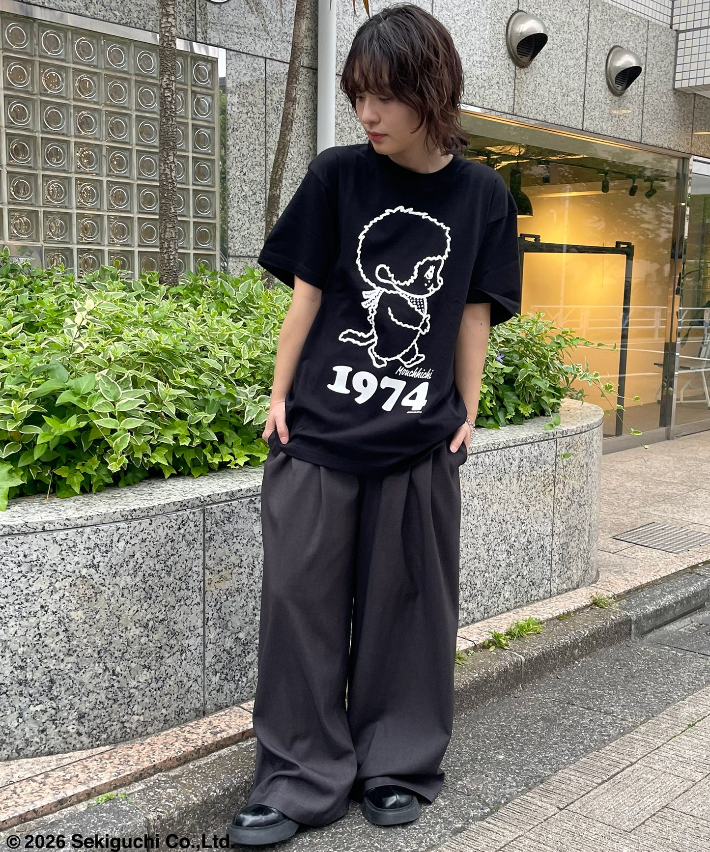 【MEN,WOMEN】モンチッチ シンプルプリントTシャツ