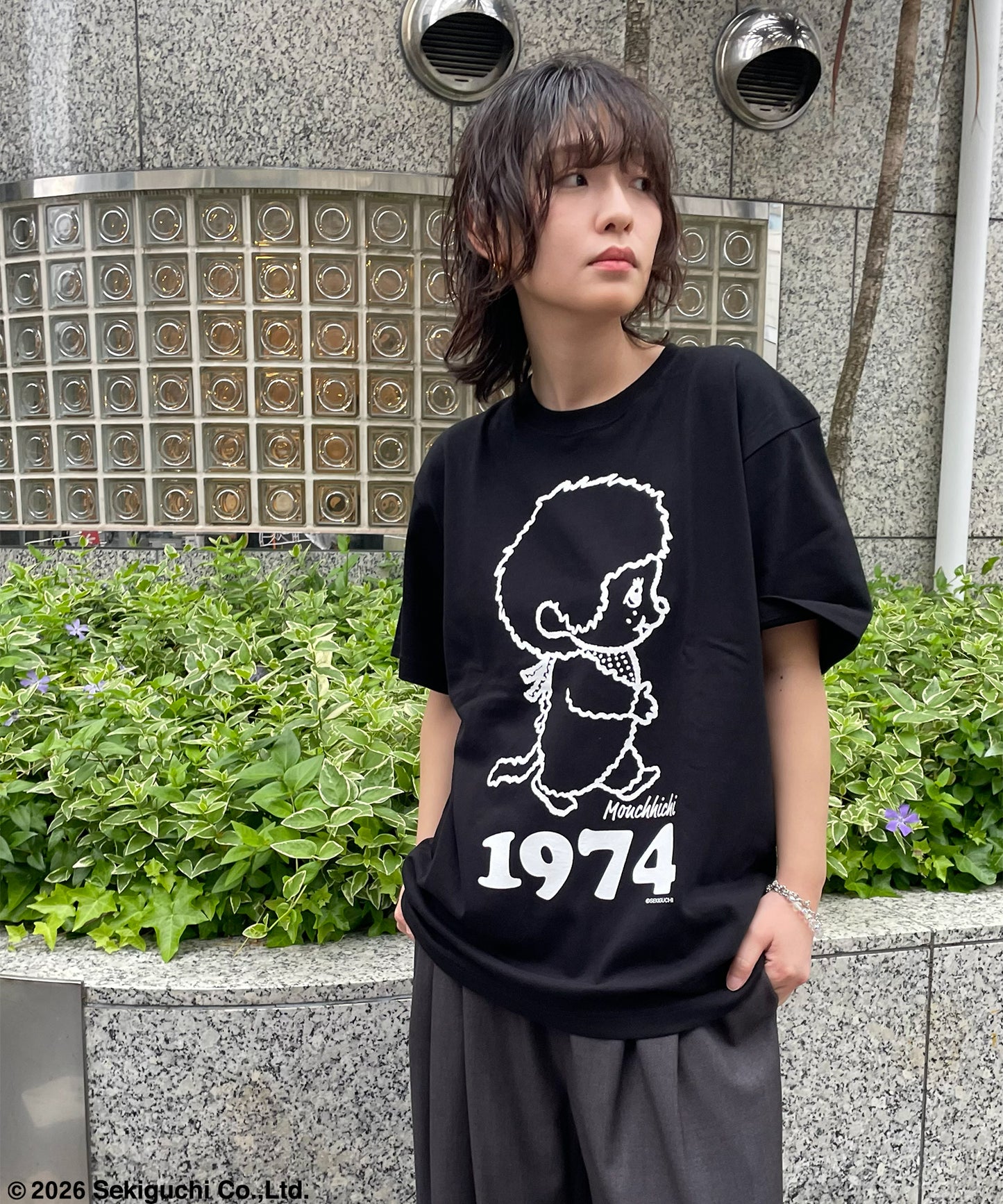 【MEN,WOMEN】モンチッチ シンプルプリントTシャツ