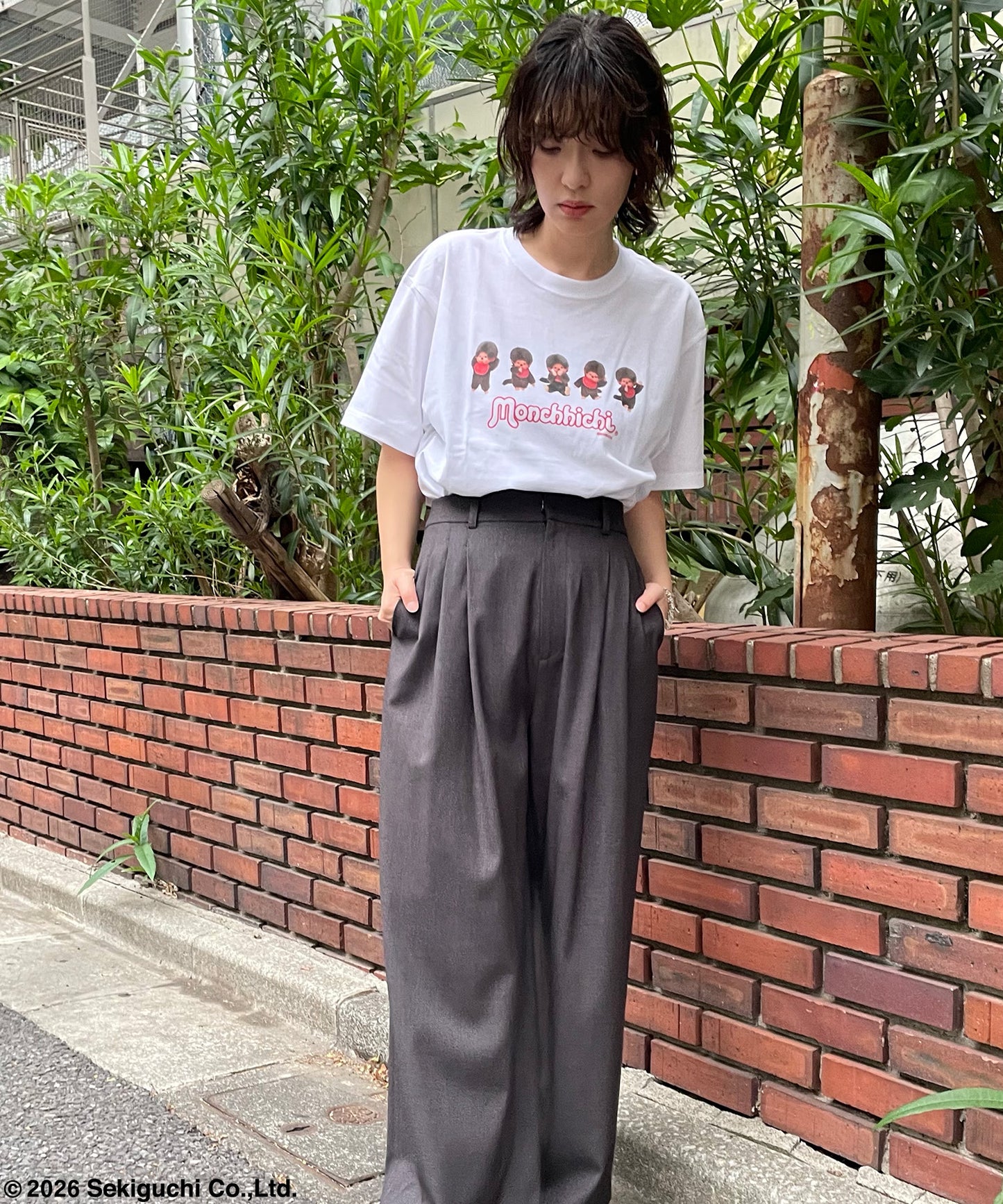 【MEN,WOMEN】モンチッチ ロゴプリントTシャツ