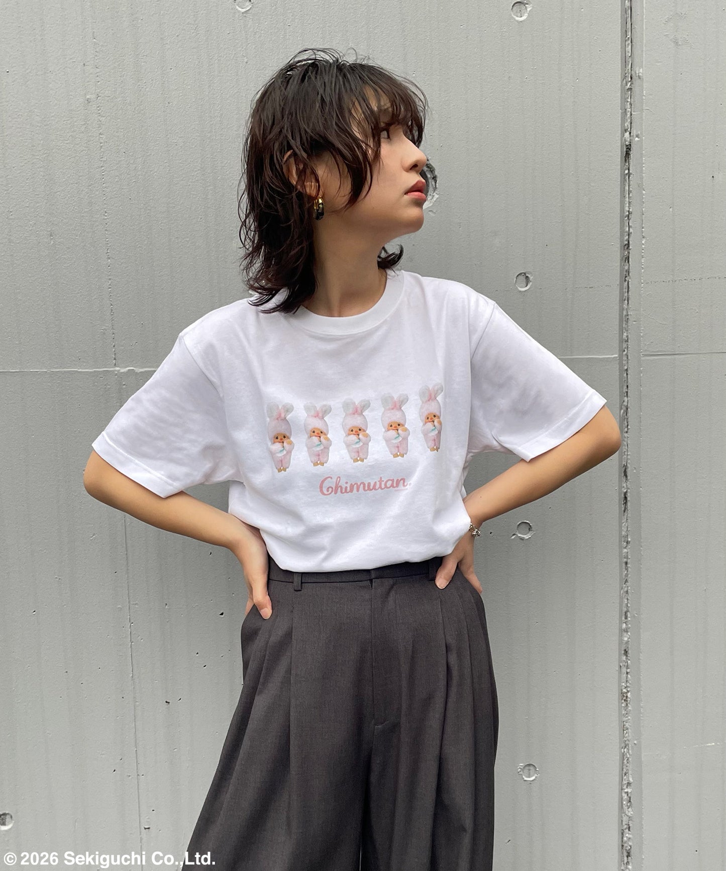 【MEN,WOMEN】モンチッチ ロゴプリントTシャツ
