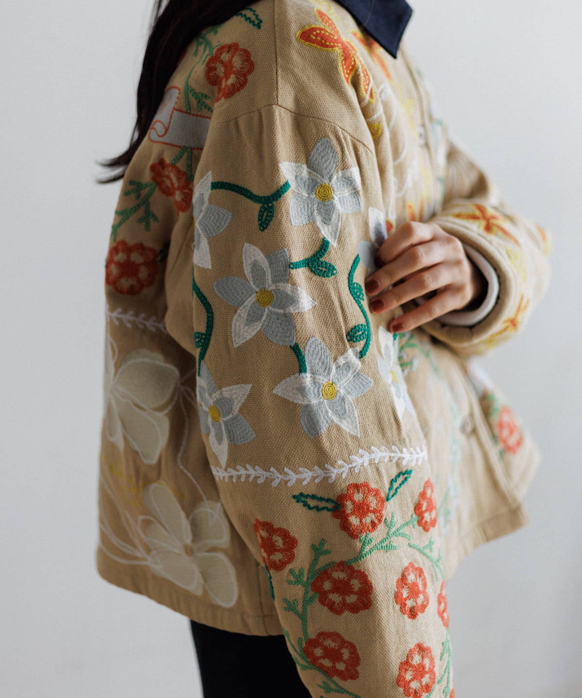 【MEN , WOMEN】LEIN ボアライナーパッチワーク刺繍ジャケット
