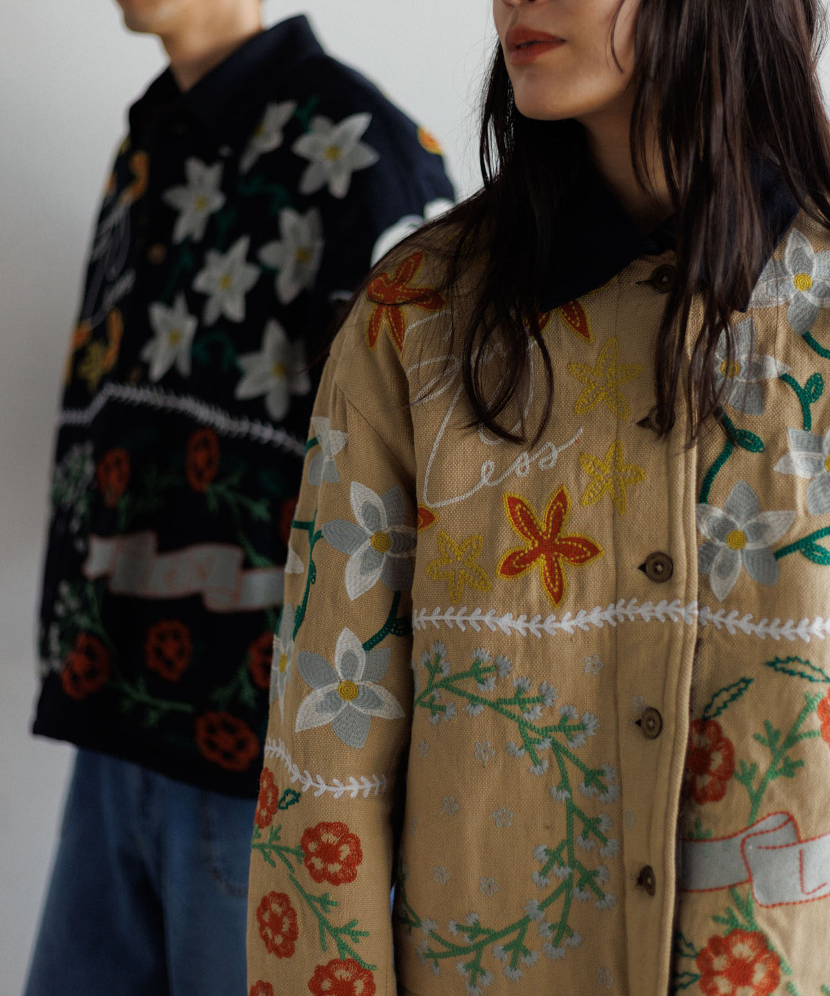 【MEN , WOMEN】LEIN ボアライナーパッチワーク刺繍ジャケット