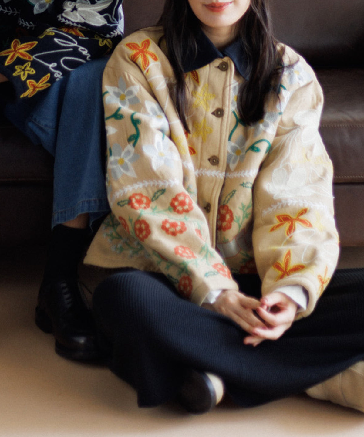 【MEN , WOMEN】LEIN ボアライナーパッチワーク刺繍ジャケット