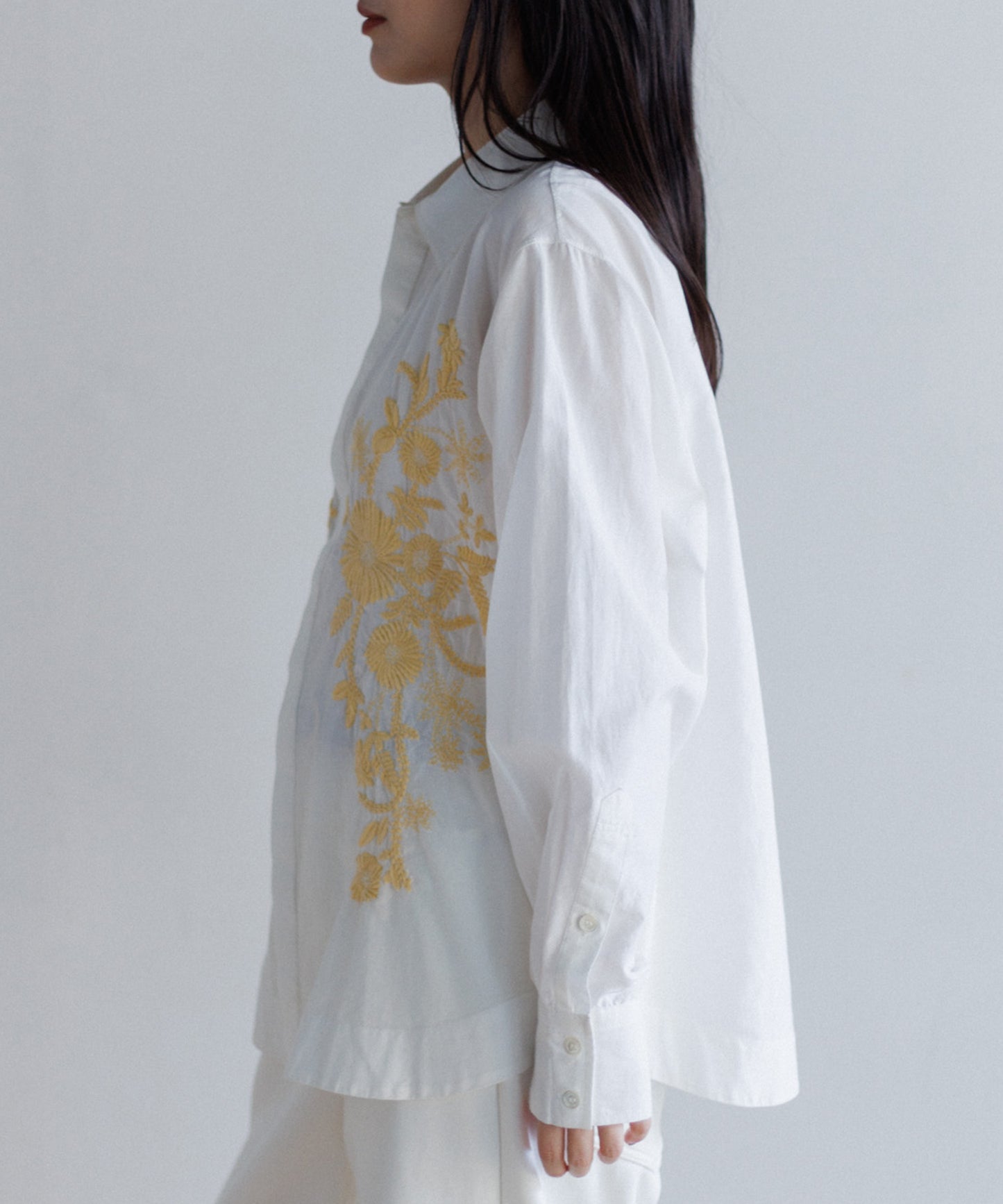 【MEN , WOMEN】LEIN / コットンシルクフラワーエンブロイダリーシャツ