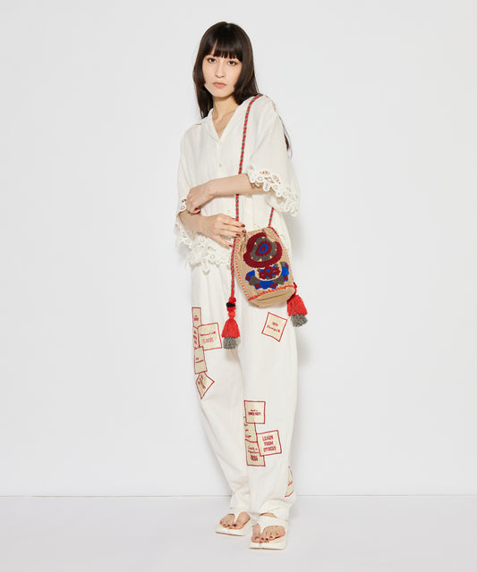 【WOMEN】LEIN / 幾何学柄刺繍巾着バッグの写真