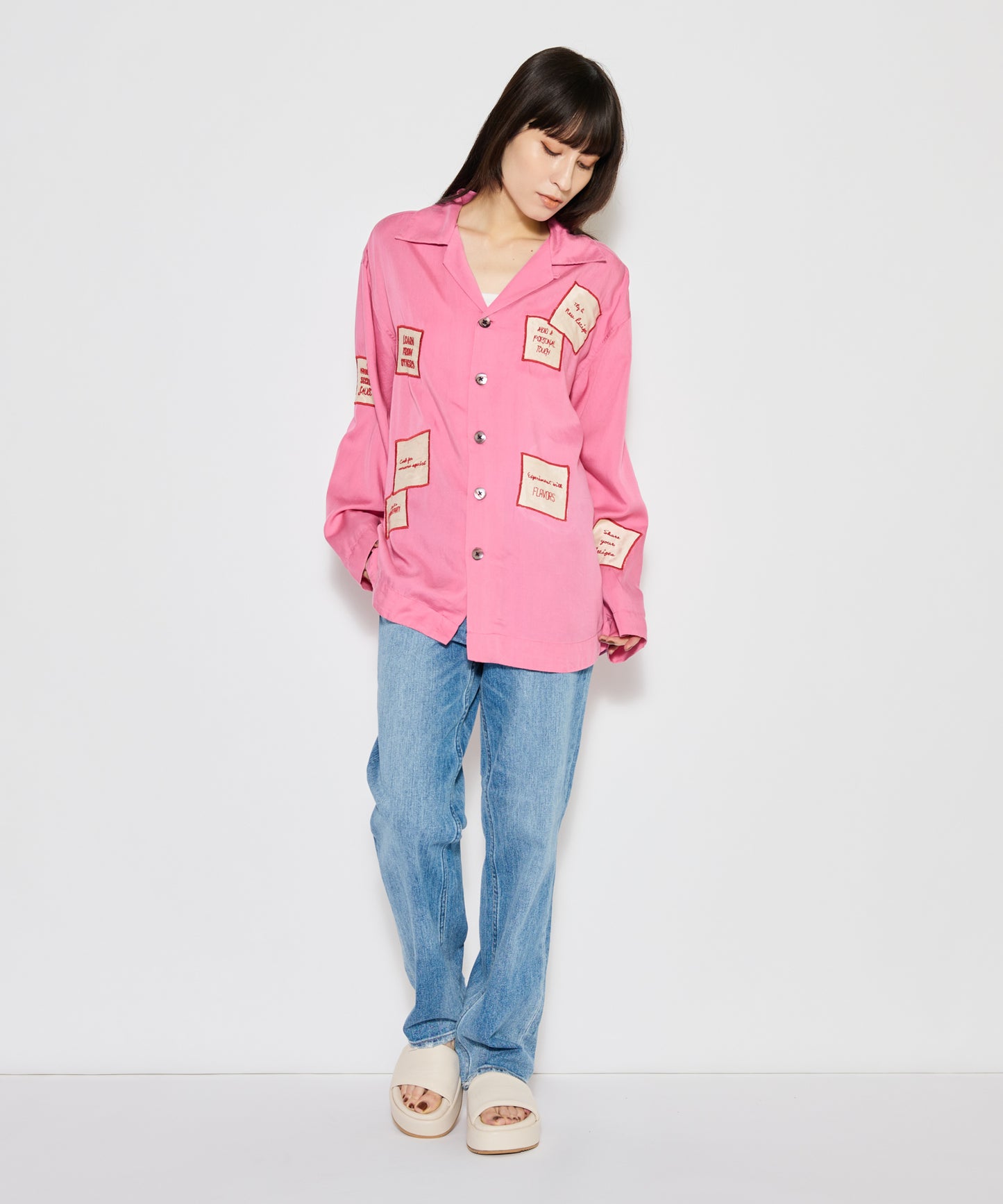 【MEN , WOMEN】LEIN / アップリケ刺繍シャツ