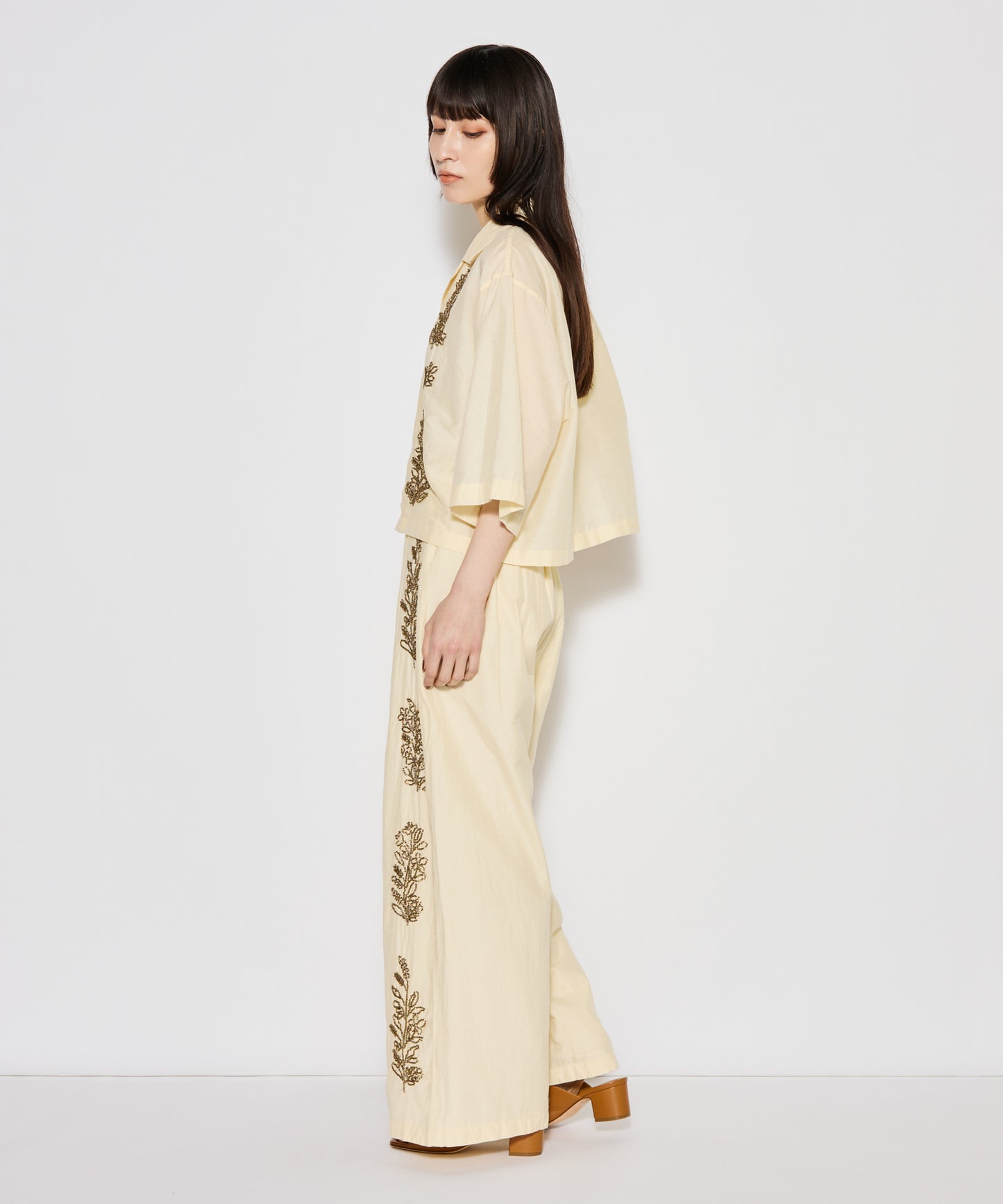 【WOMEN】LEIN コットンシルクビーズ刺繍パンツ