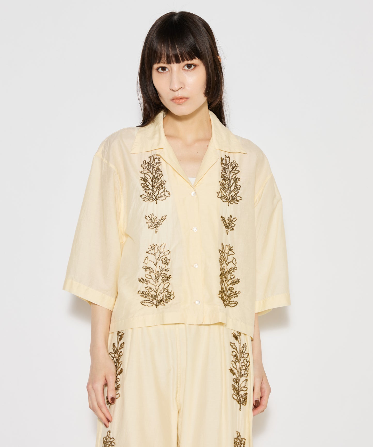 【WOMEN】LEIN コットンシルクビーズ刺繍シャツ