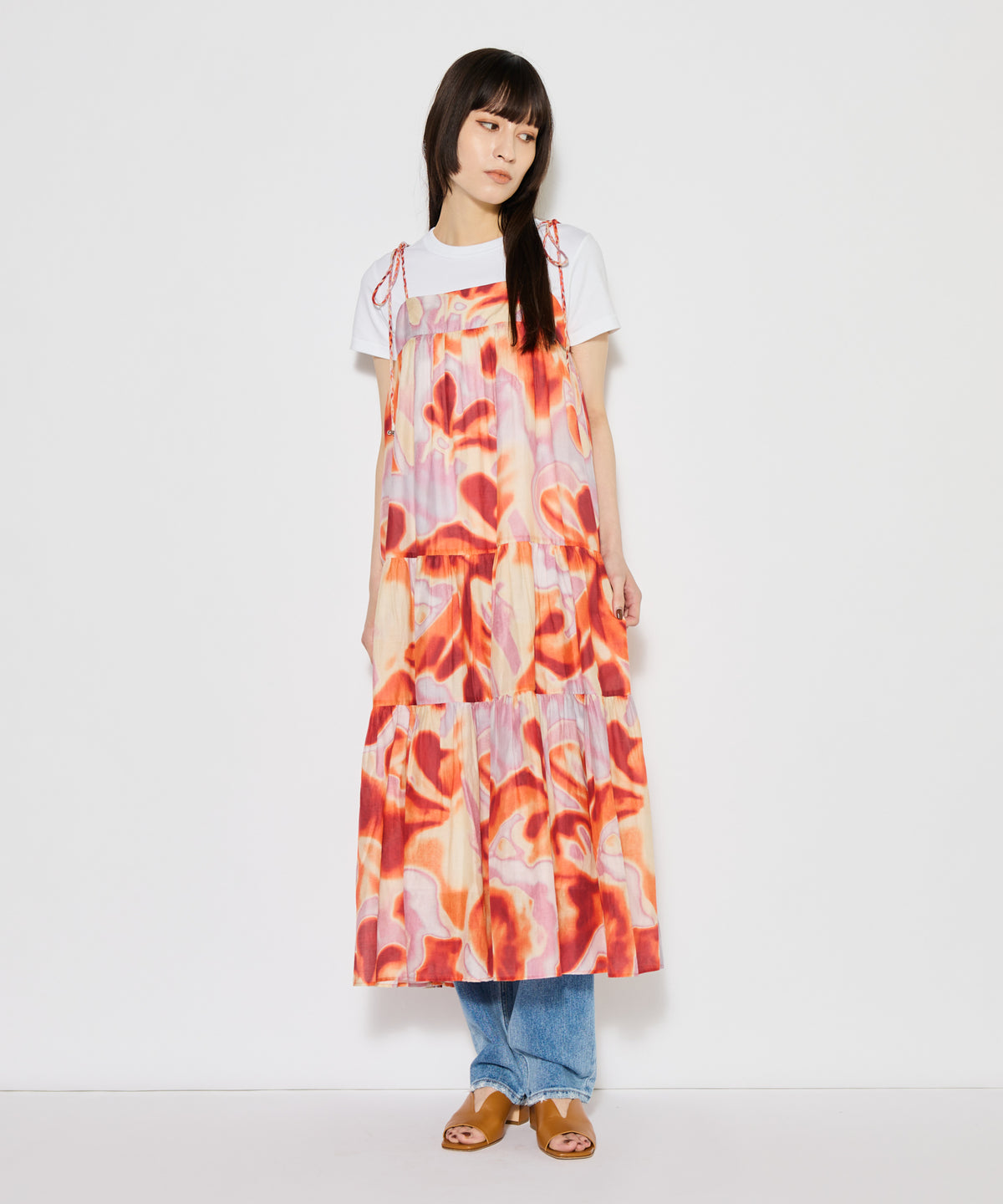 【WOMEN】LEIN コットンシルクフラワープリントワンピース