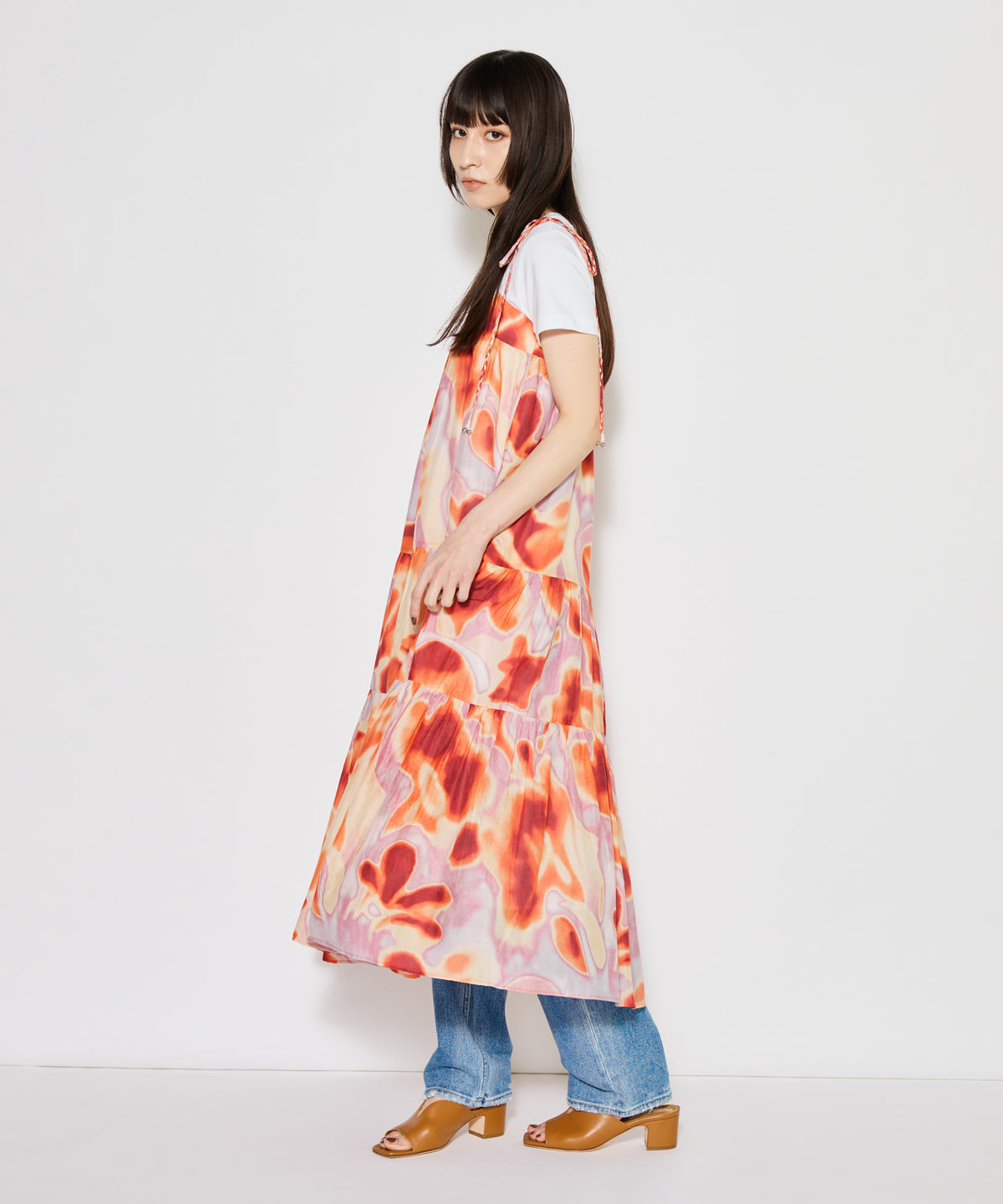 【WOMEN】LEIN コットンシルクフラワープリントワンピース