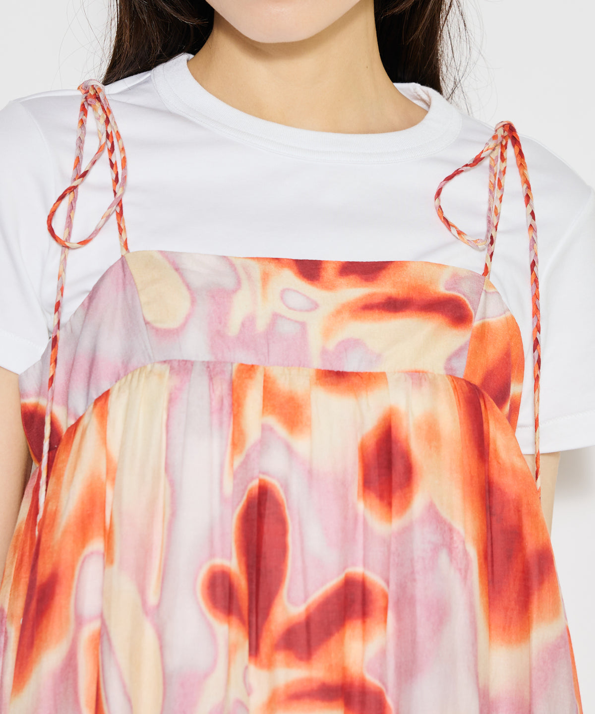 【WOMEN】LEIN コットンシルクフラワープリントワンピース