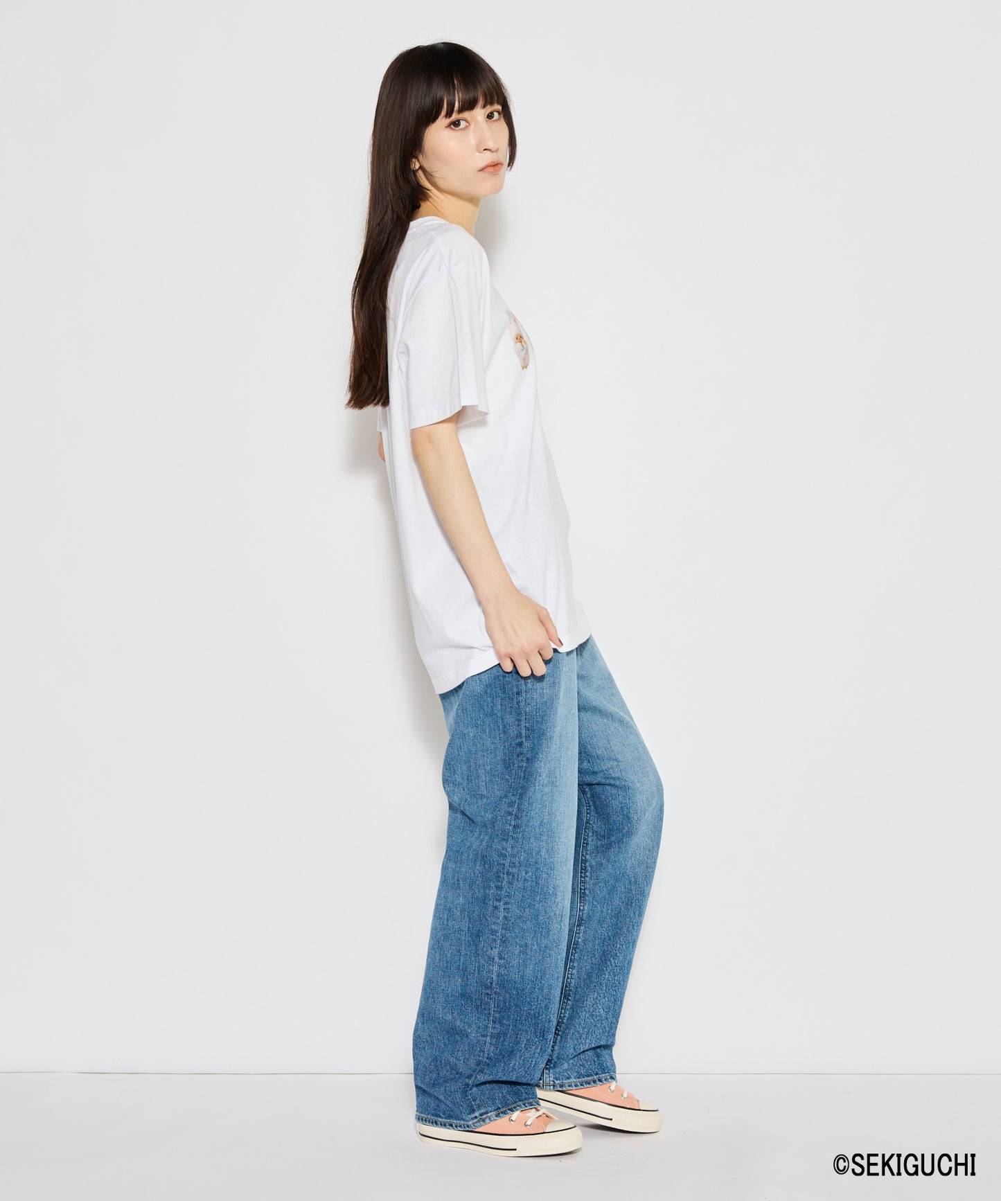 【MEN,WOMEN】モンチッチ ロゴプリントTシャツ