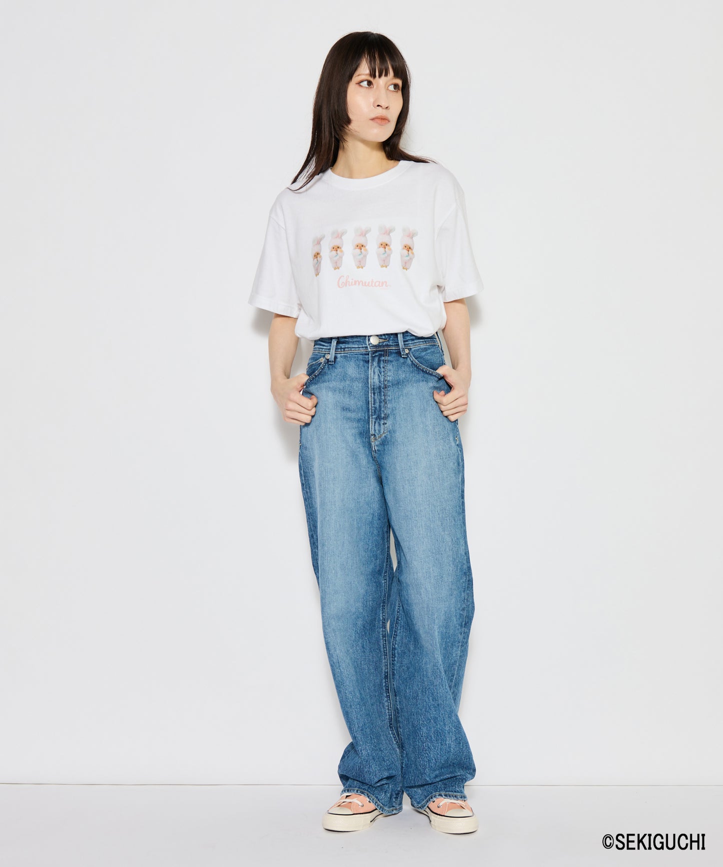 【MEN,WOMEN】モンチッチ ロゴプリントTシャツ