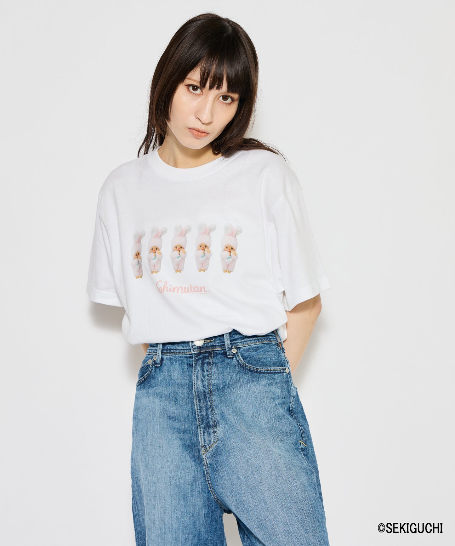 【MEN,WOMEN】モンチッチ ロゴプリントTシャツ