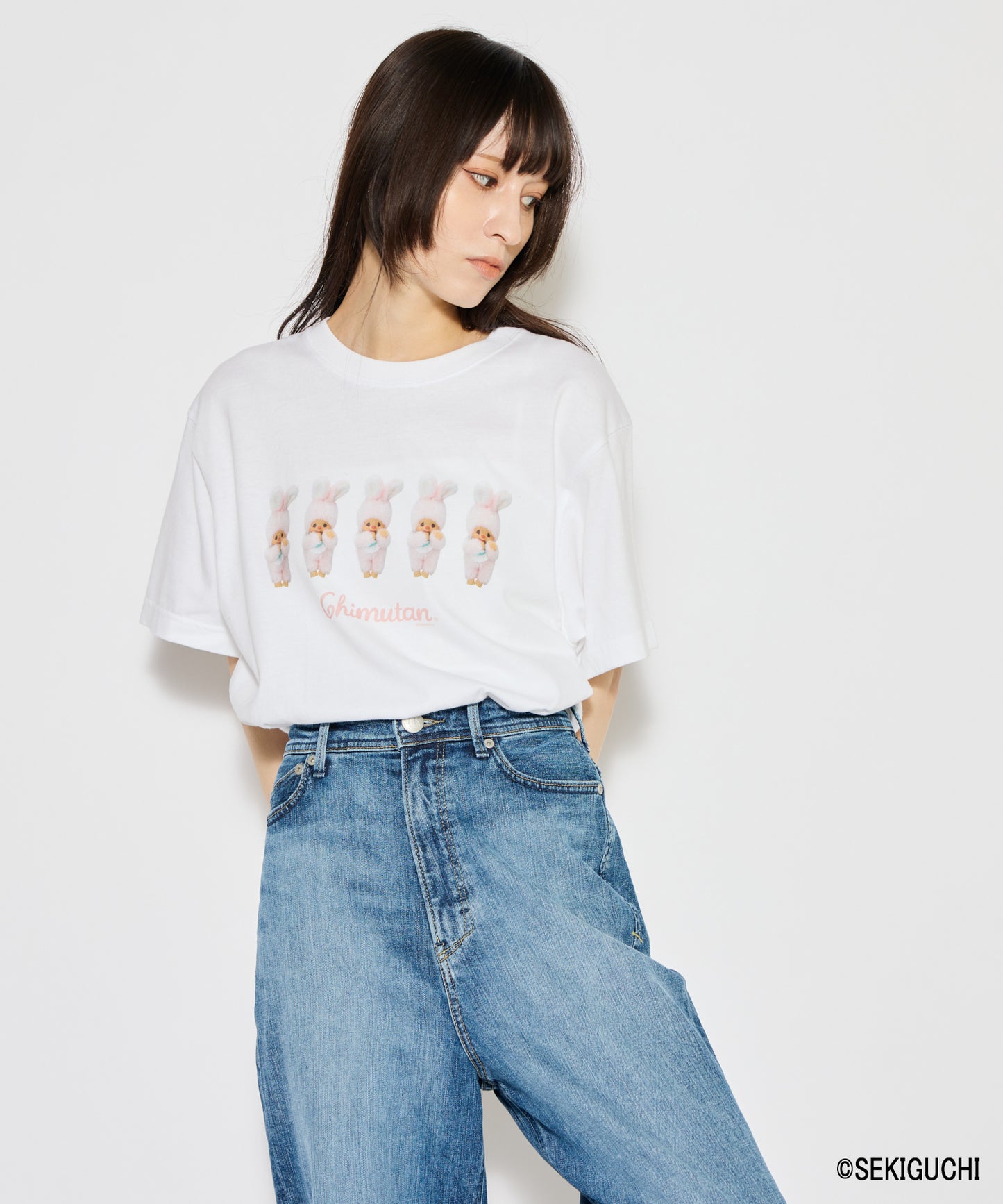 【MEN,WOMEN】モンチッチ ロゴプリントTシャツ
