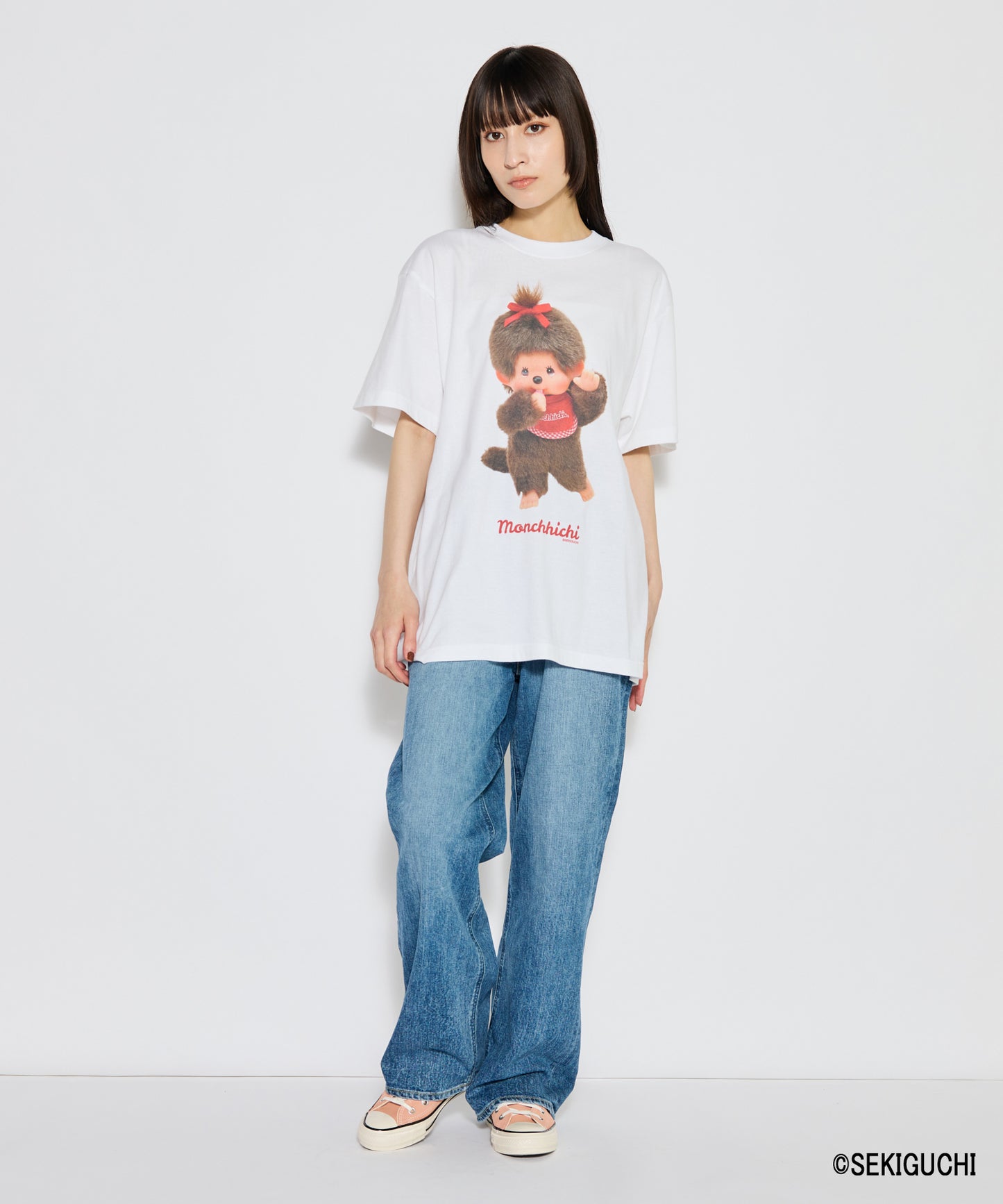 【MEN,WOMEN】モンチッチ BIGプリントTシャツ