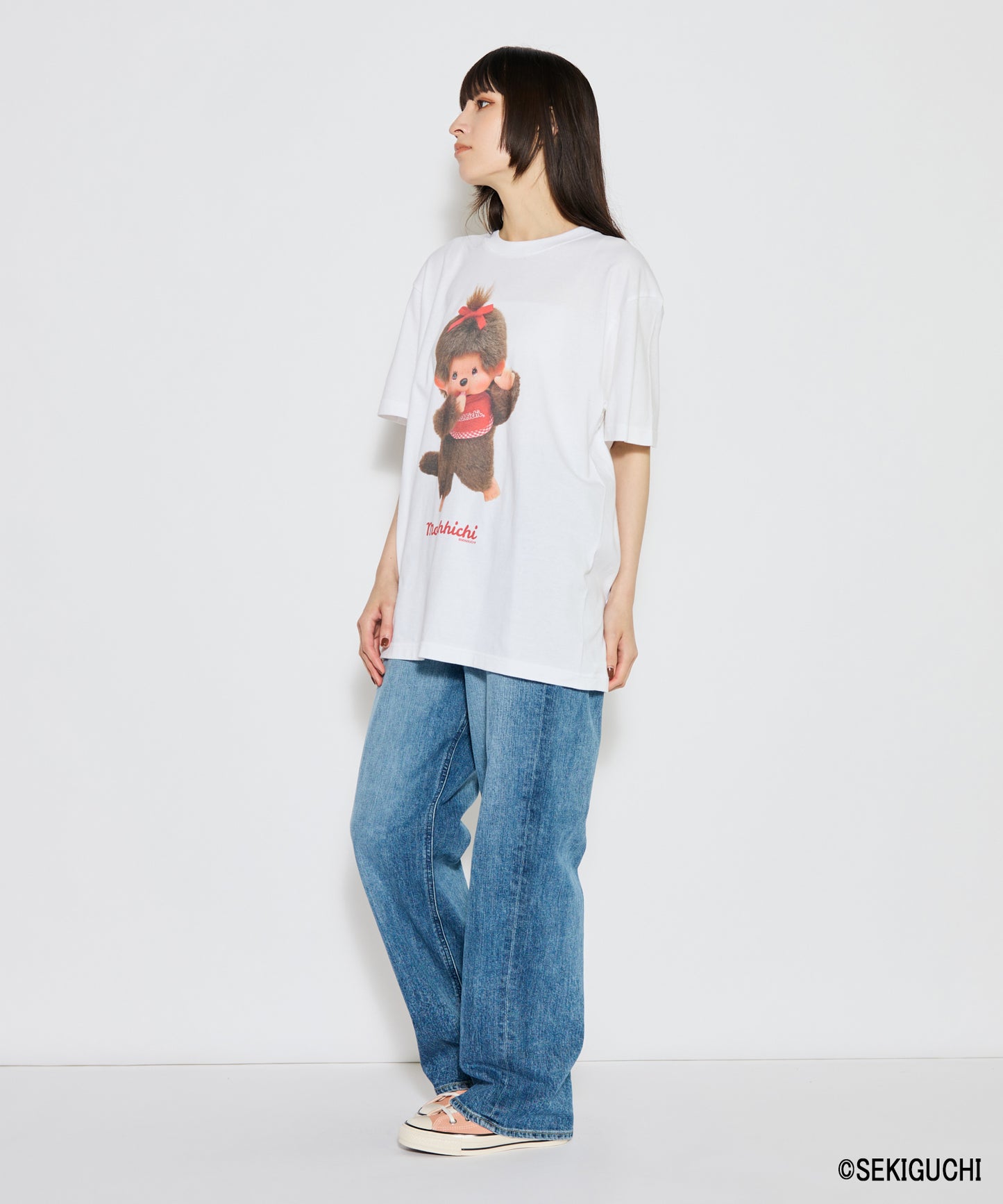 【MEN,WOMEN】モンチッチ BIGプリントTシャツ