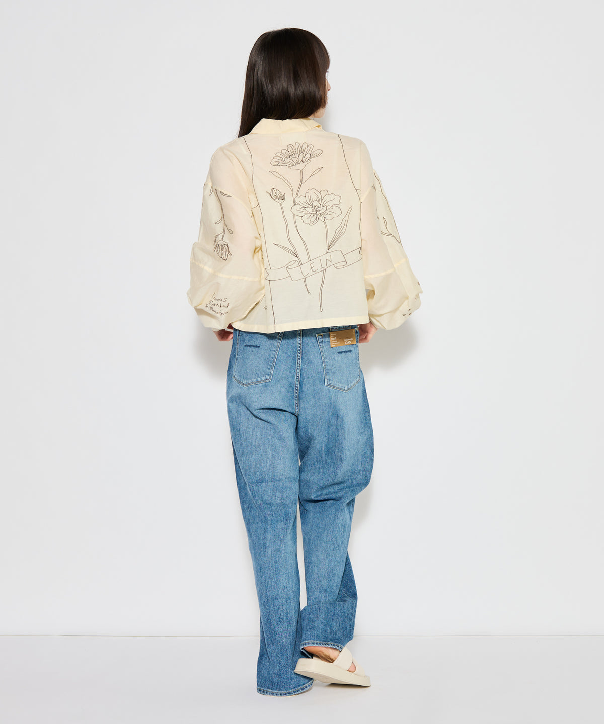 【WOMEN】LEIN / コットンシルクボタニカル刺繍シャツ