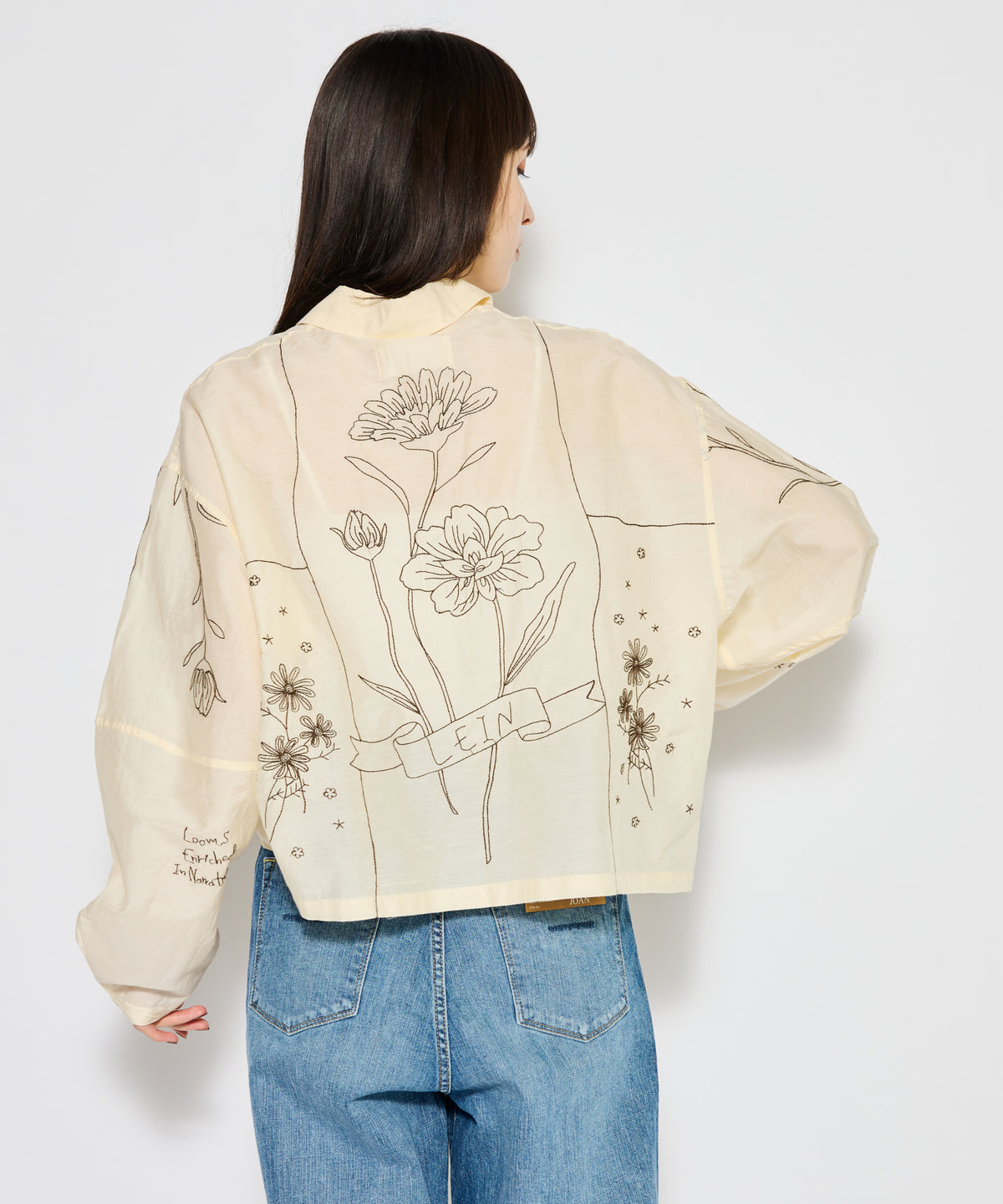 【WOMEN】LEIN / コットンシルクボタニカル刺繍シャツ