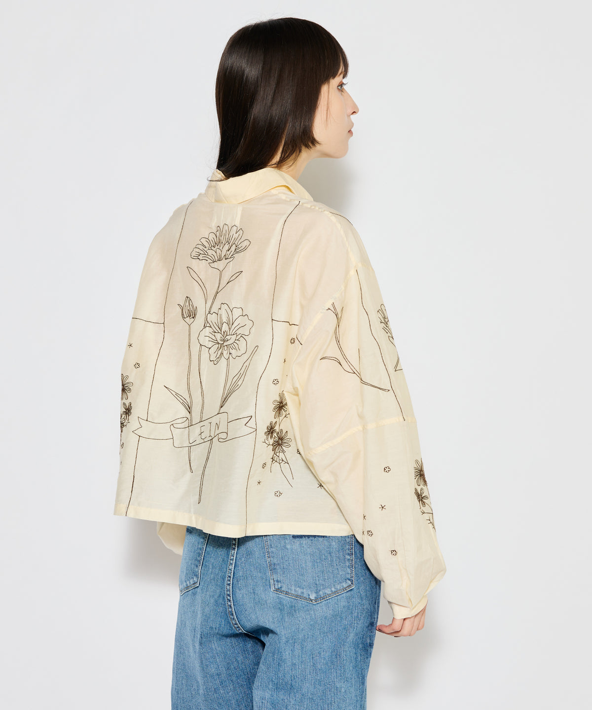 【WOMEN】LEIN / コットンシルクボタニカル刺繍シャツ