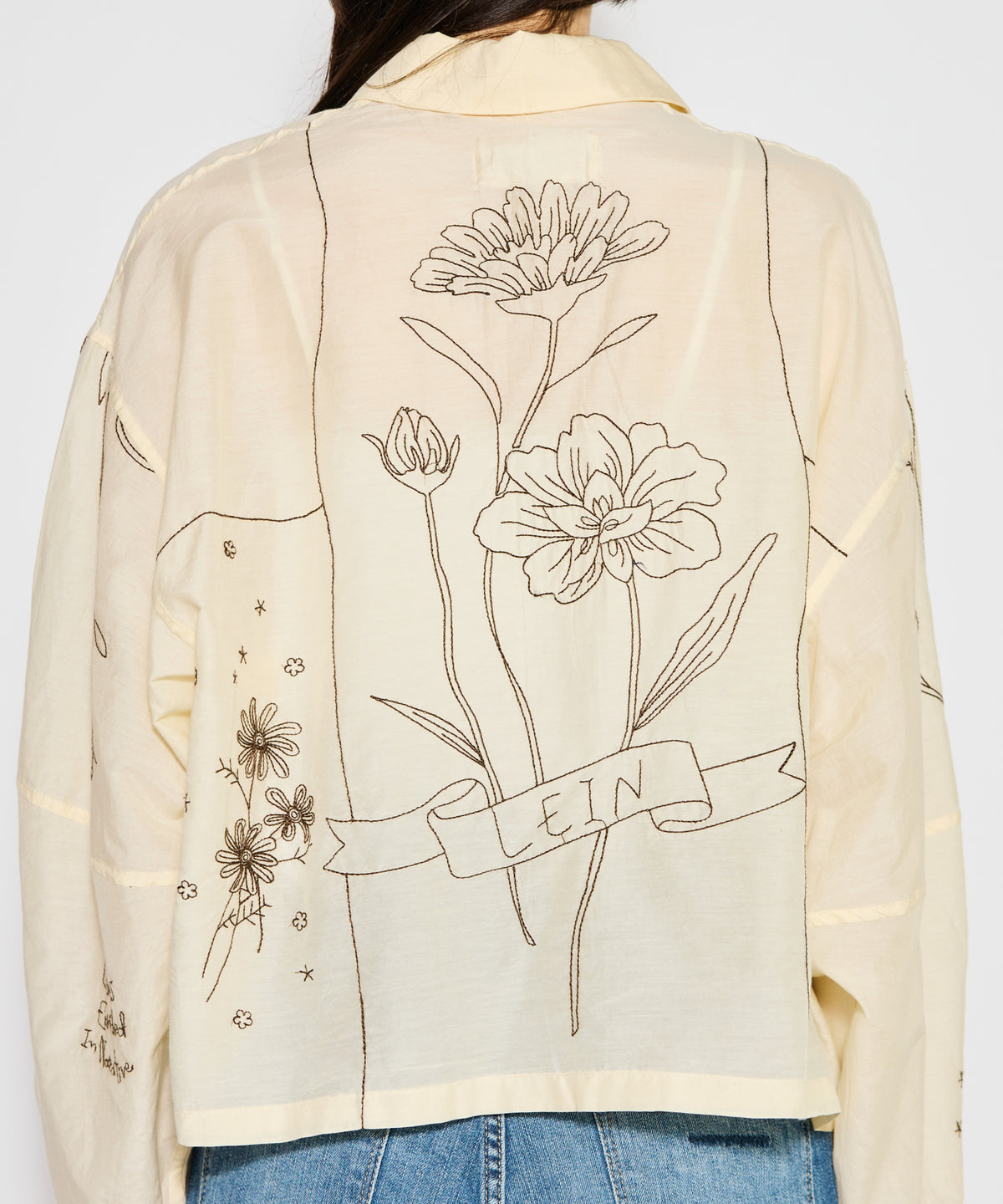 【WOMEN】LEIN / コットンシルクボタニカル刺繍シャツ