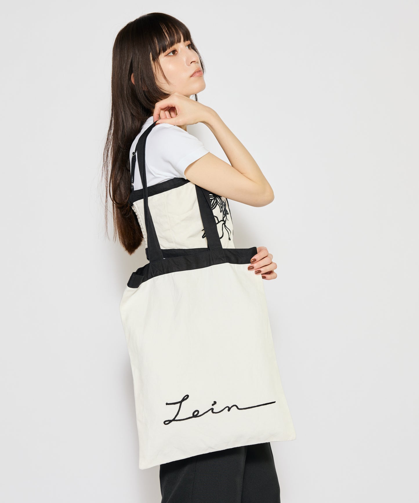 【MEN,WOMEN】LEIN コットンリネンアリ刺繍トートバッグ